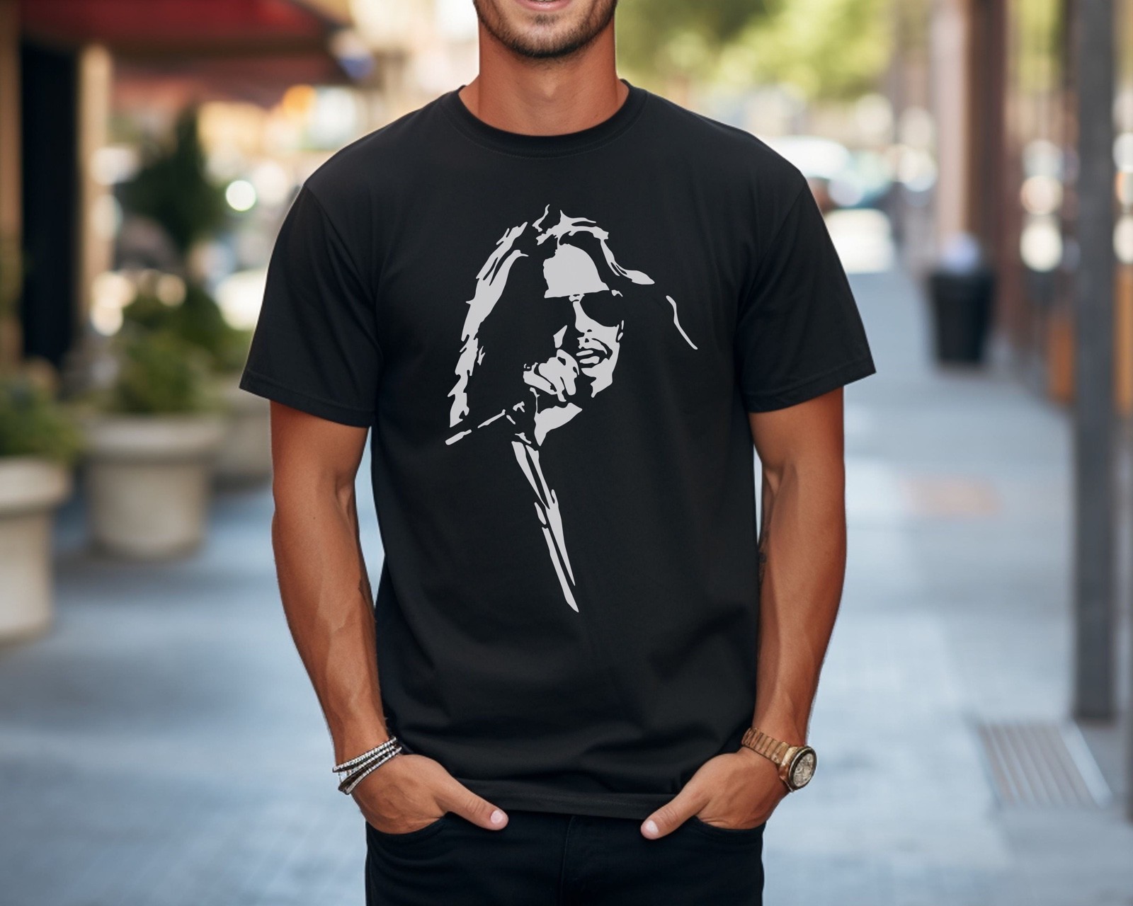 Aerosmith Steven Tyler T-Shirt Rock Band on Vintage Black Comfort Colors Tee