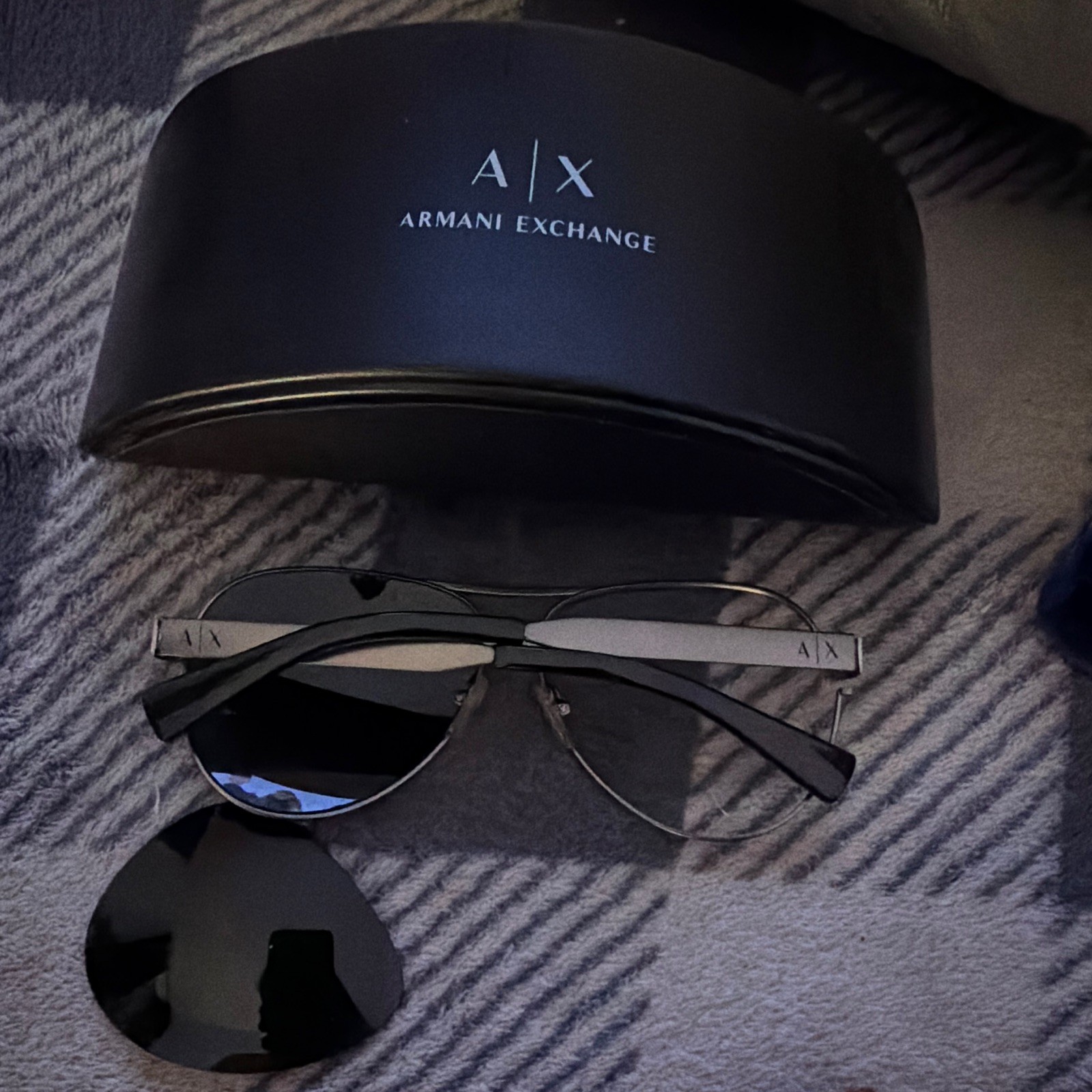 Armani Exchange Ax2012s Rectangular Metal Men’s Sunglasses – Satin Black/Black
