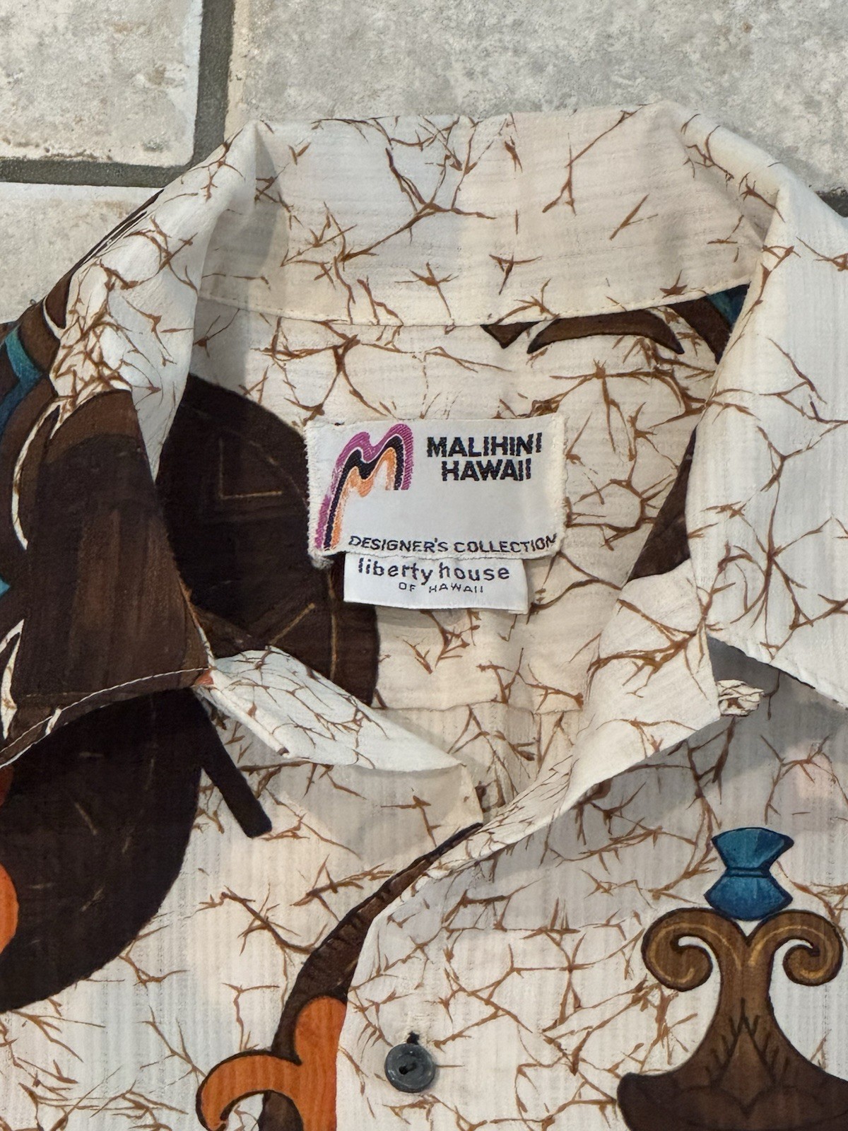 Vintage 60s 70s Malihini Hawaii Liberty House Designer’s Collection Shirt L tiki
