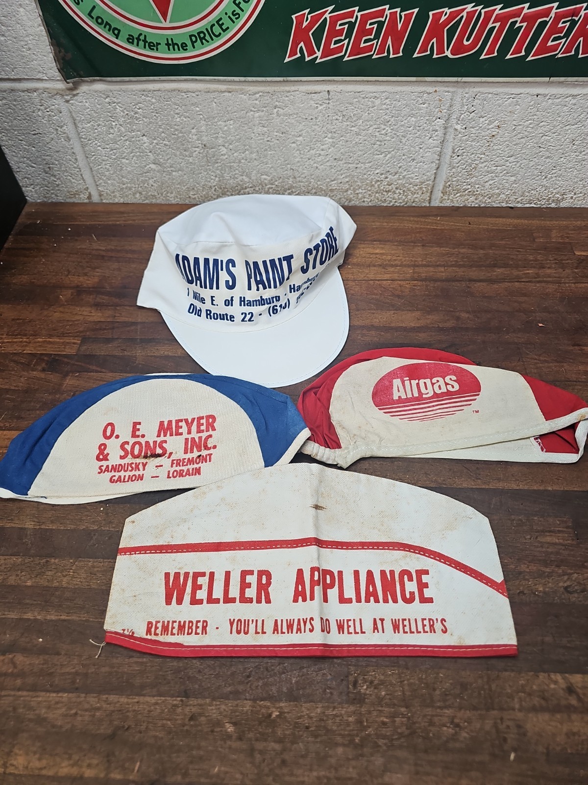 B84- 3 Vintage Welding welder’s Skull Caps + Adam’s Paint Store Painter Hat