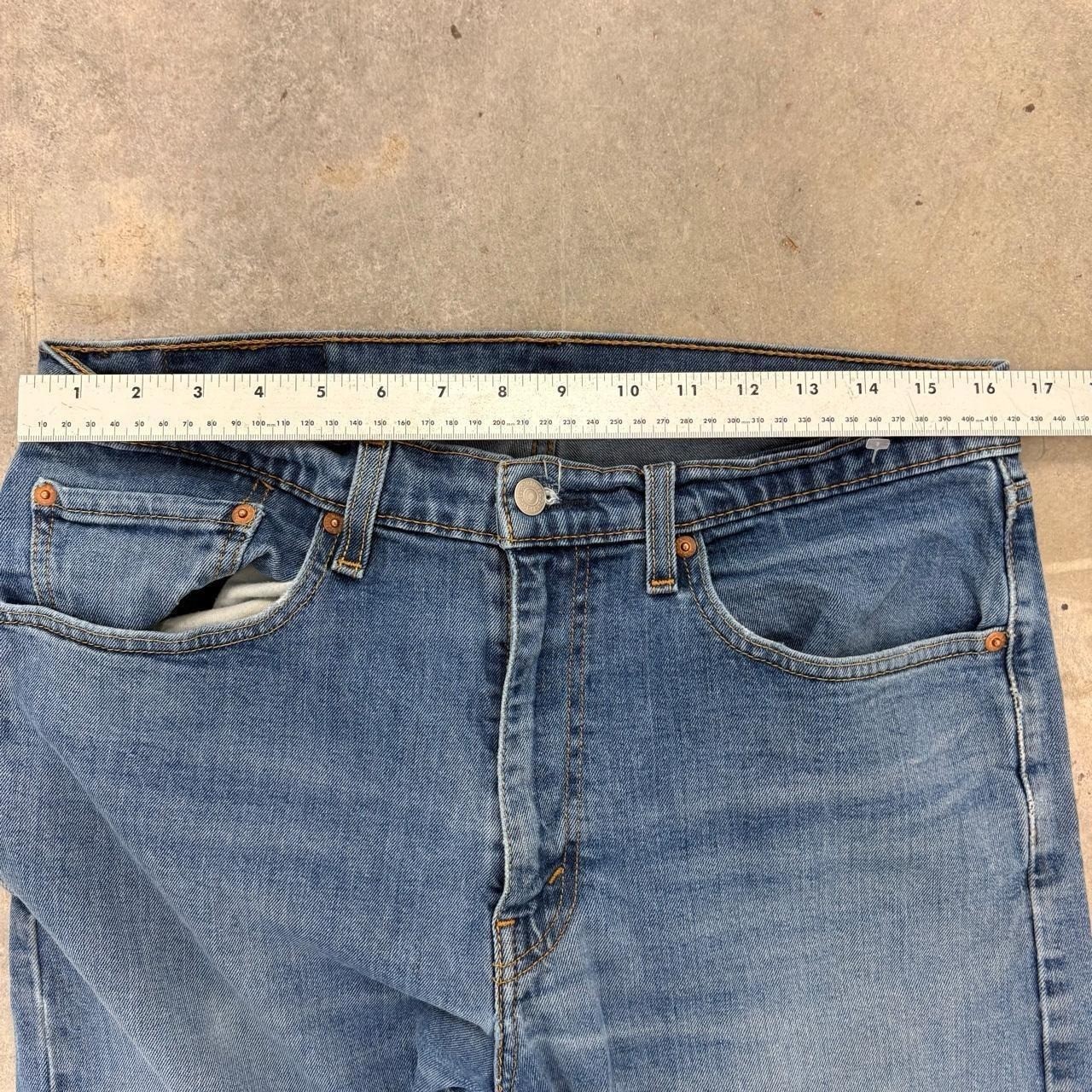 Levis 505 Straight Leg Distressed Faded Light Wash Jeans Blue 34×30