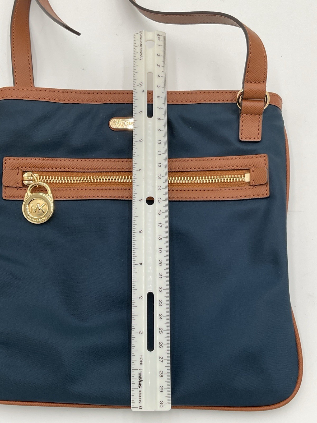 Michael Kors Medium Crossbody Bag Navy/Brown, Gold Hardware, Zip, Pockets