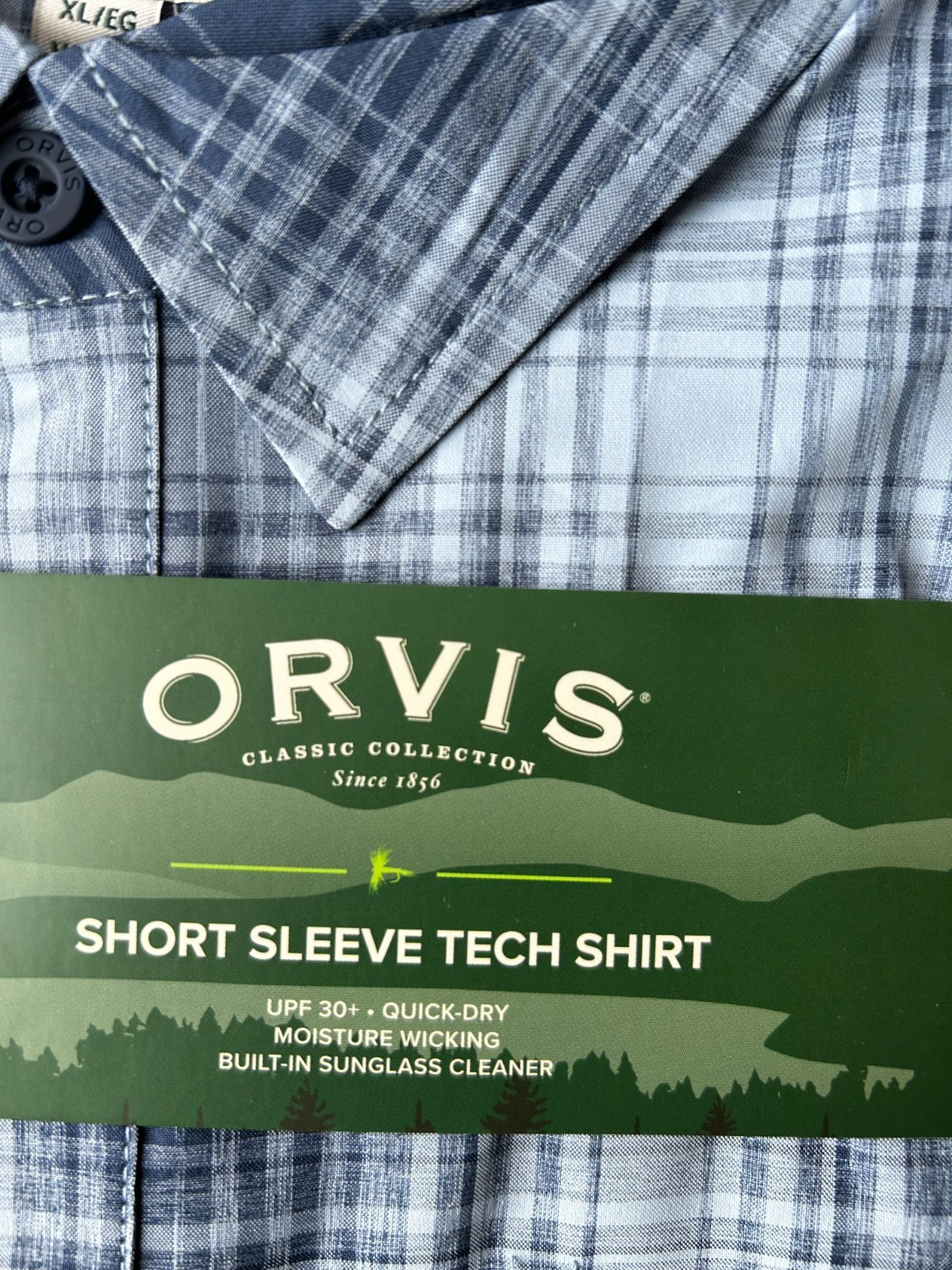 Orvis Men’s Short Sleeve Woven Tech Shirt Blue Size XL