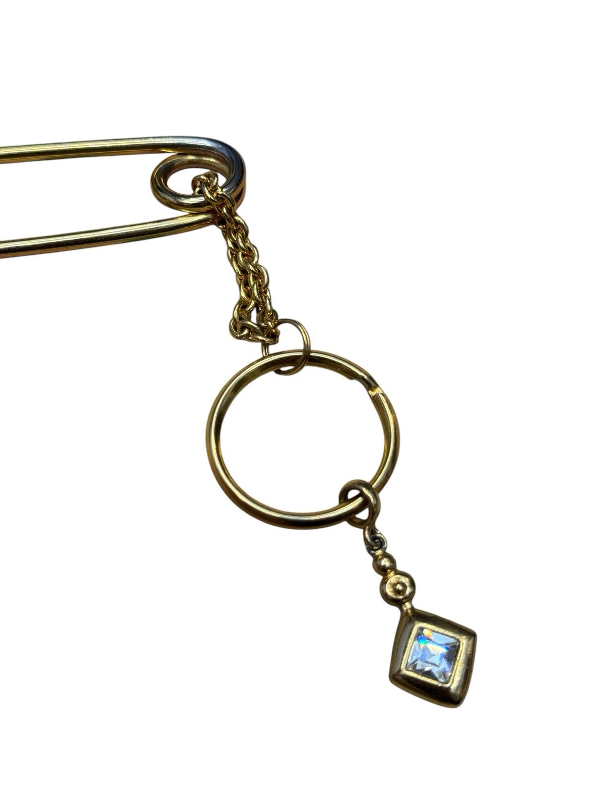 VTG Moschino Punk Chic Safety Pin Charm Keychain, Redwall Italy, 1×4” Y2K 80’s