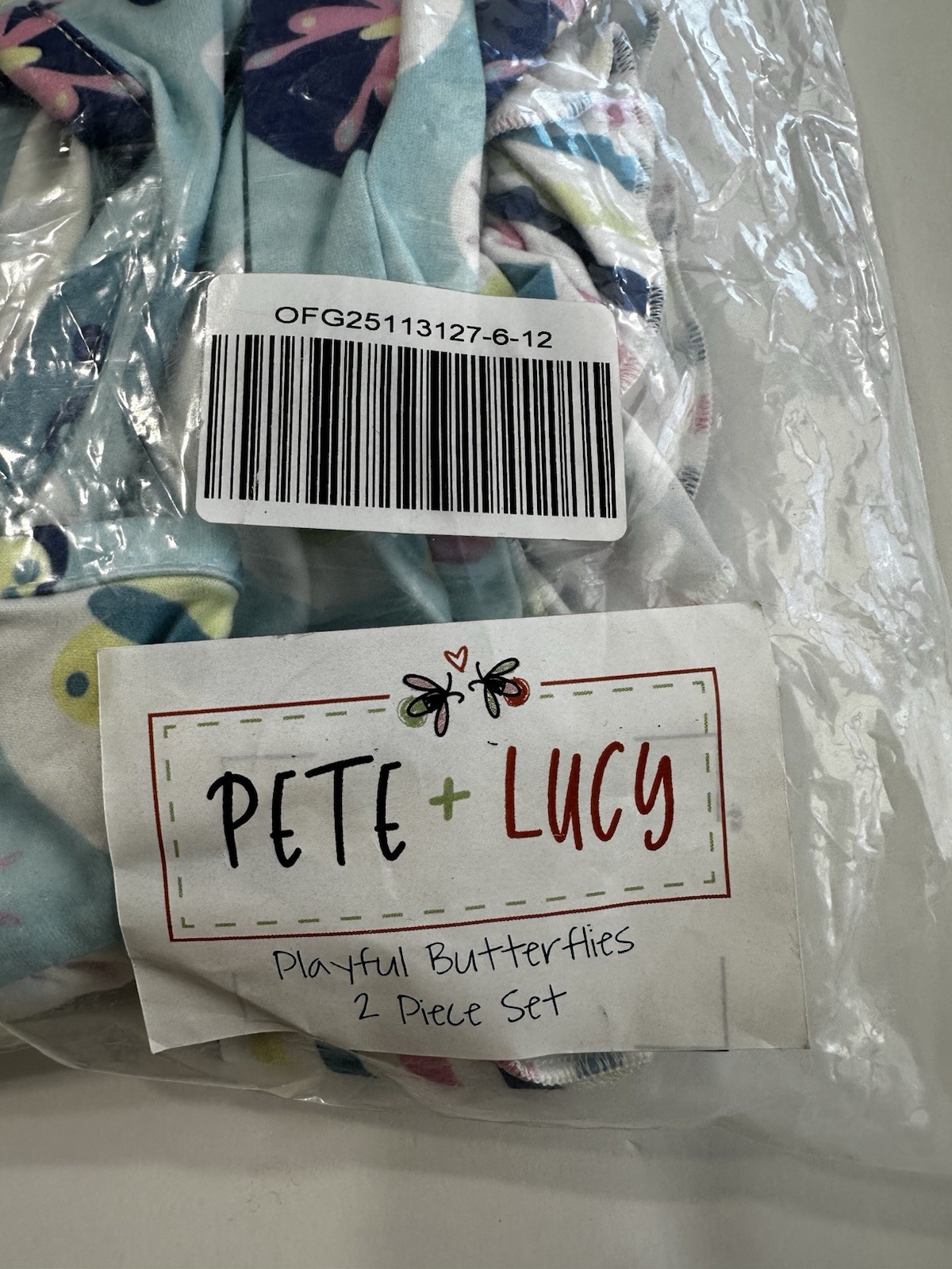 Pete & Lucy Playful Butterflies Baby Outfit Size 6-12 Months NWT