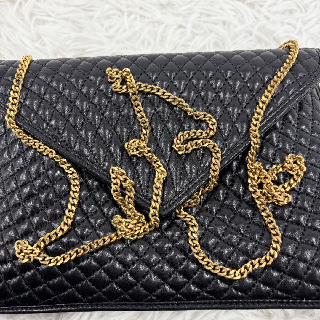 Bally Black Quilted Leather Chain Shoulder Bag Gold Hardware Flap Women