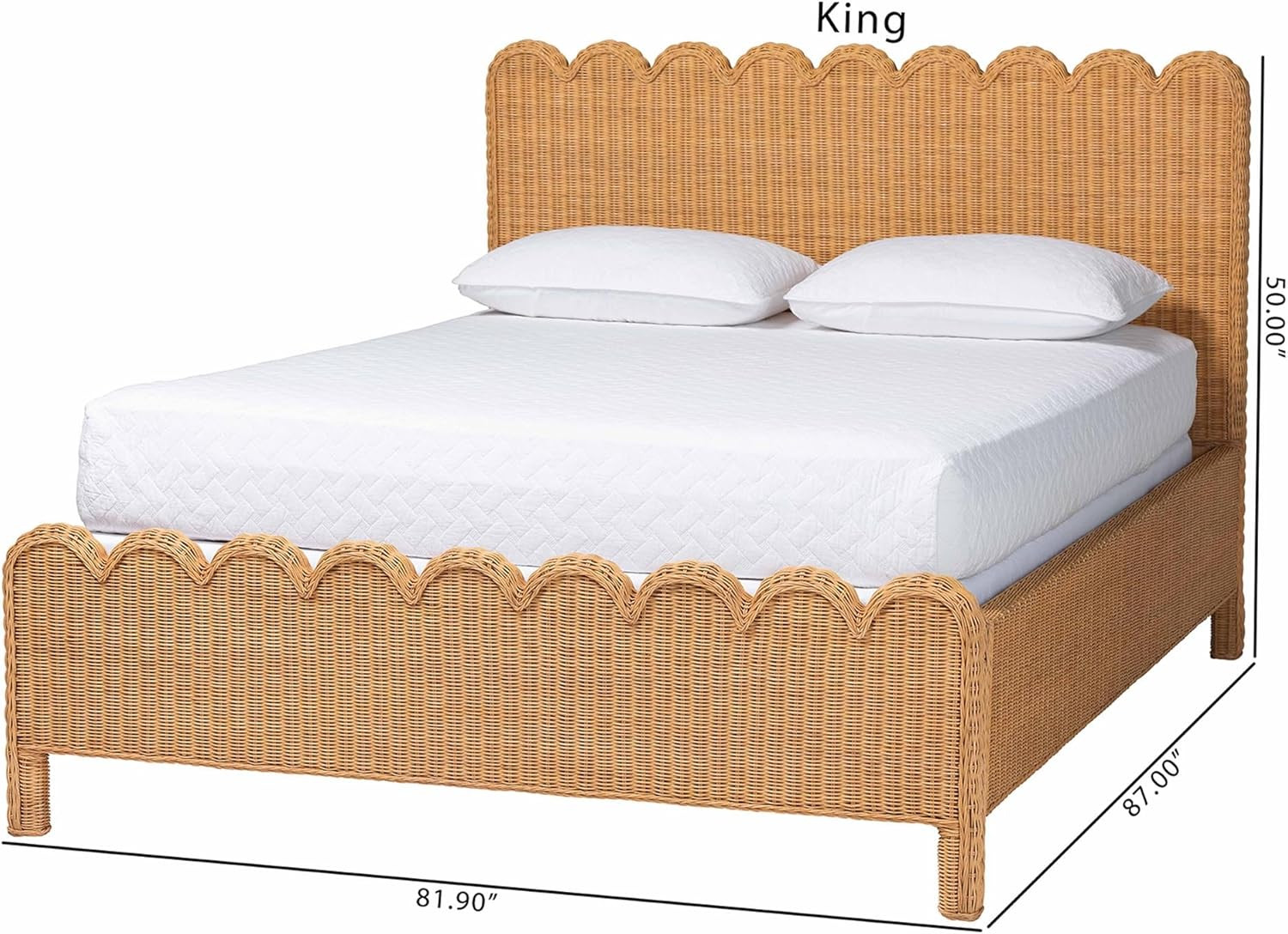 Maritza King Bed Frame – Handwoven Rattan with Boho Coastal Style
