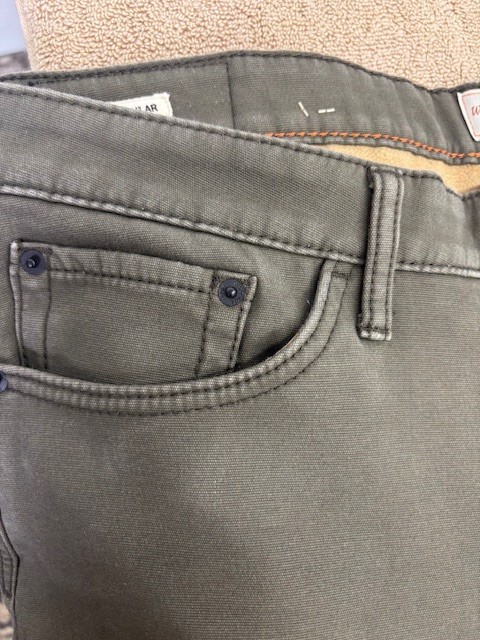 Weatherproof MENS REGULAR Fit Fleece-Lined Stretch Canvas Pants(OLIVE 36X30)USED