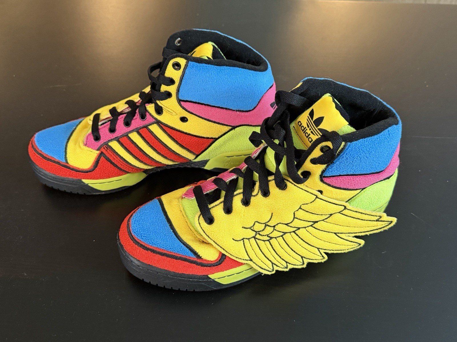 Adidas Rare JEREMY SCOTT WINGS JS OBYO Rainbow CHENILLE Shoes teddy Mens size 9