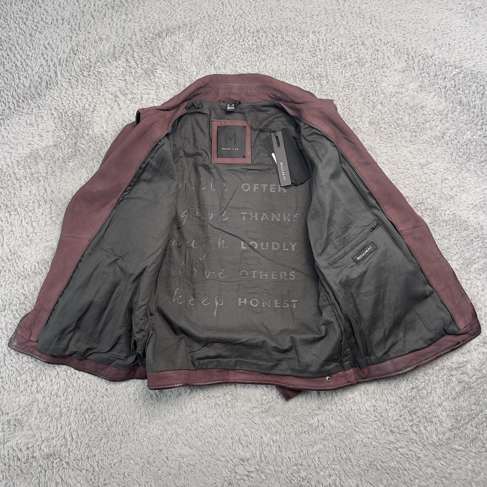 Mauritius Twila RF Leather Jacket Womens 7/8 Wine Red Moto Zip Lined Biker