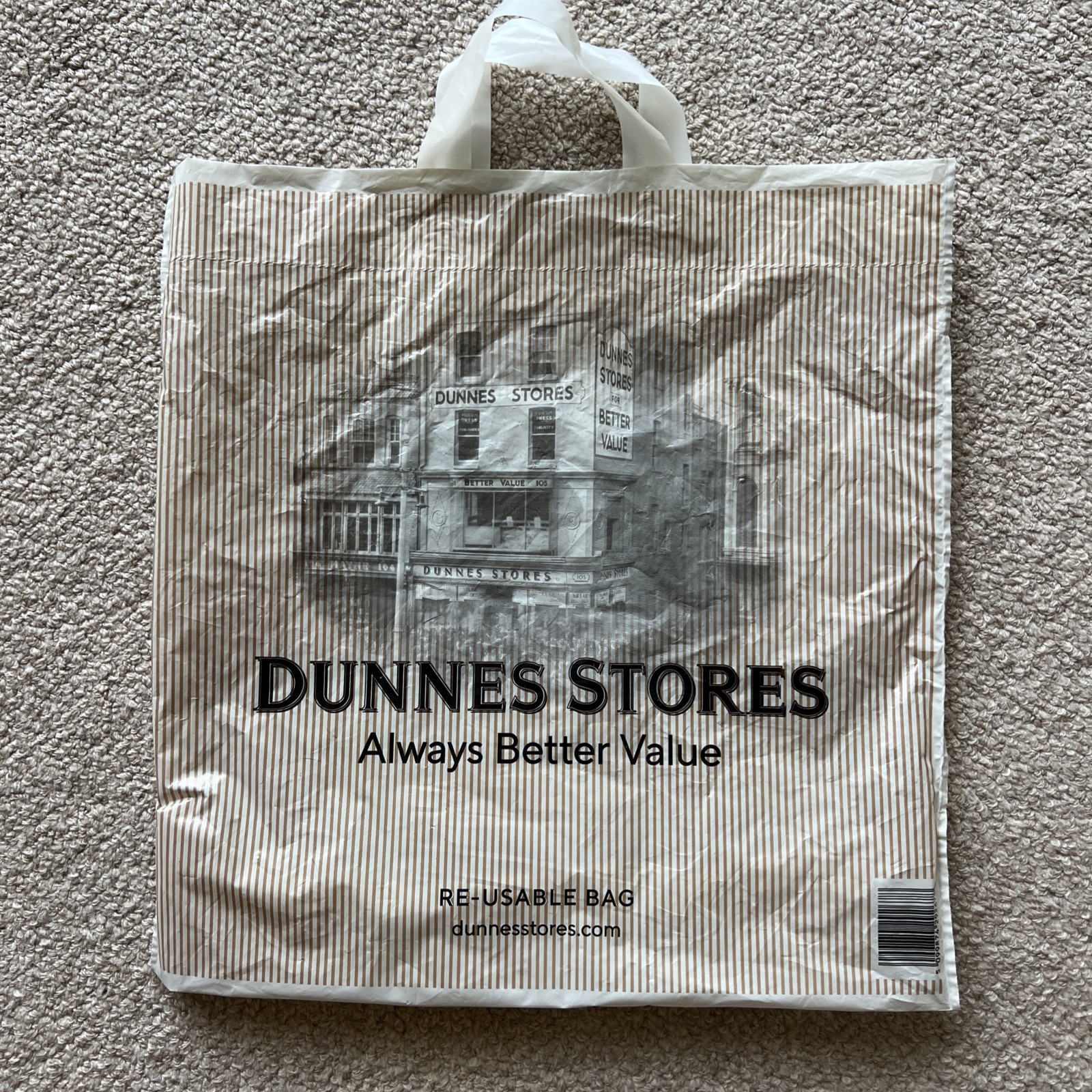 Dunnes Stores Dublin Ireland Re Usable plastic shopping tote bag 16×16.5″