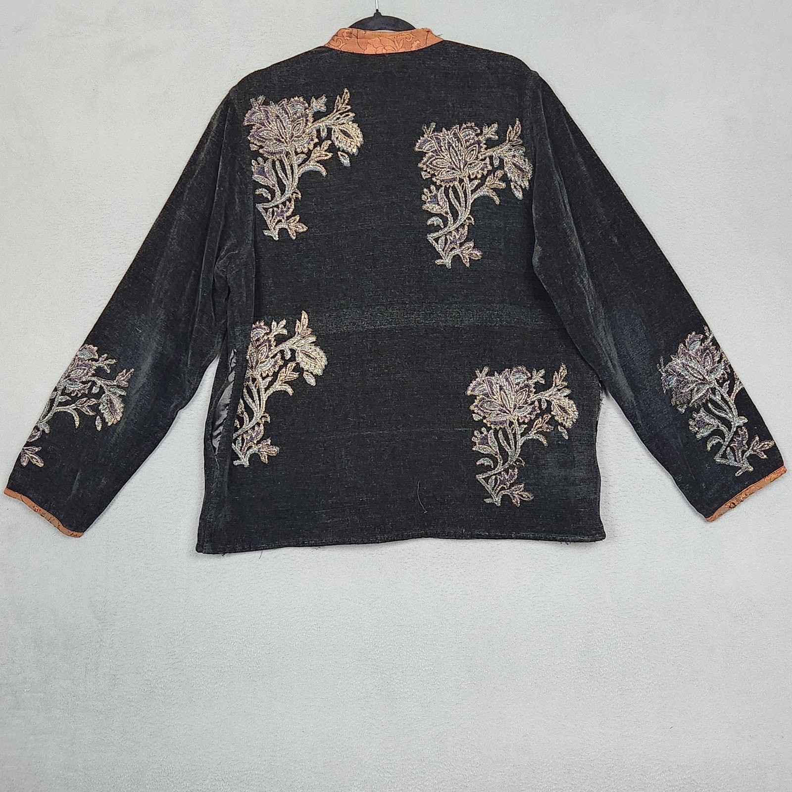 Flashback Jacket Womens Medium Embroidered Floral Button Boho India Cotton Blend