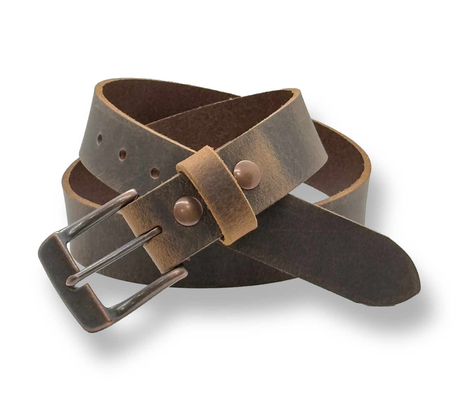 Mens Full Grain Leather Belt, 1.5 Inches Wide, Crazy Horse Finish, Made in USA