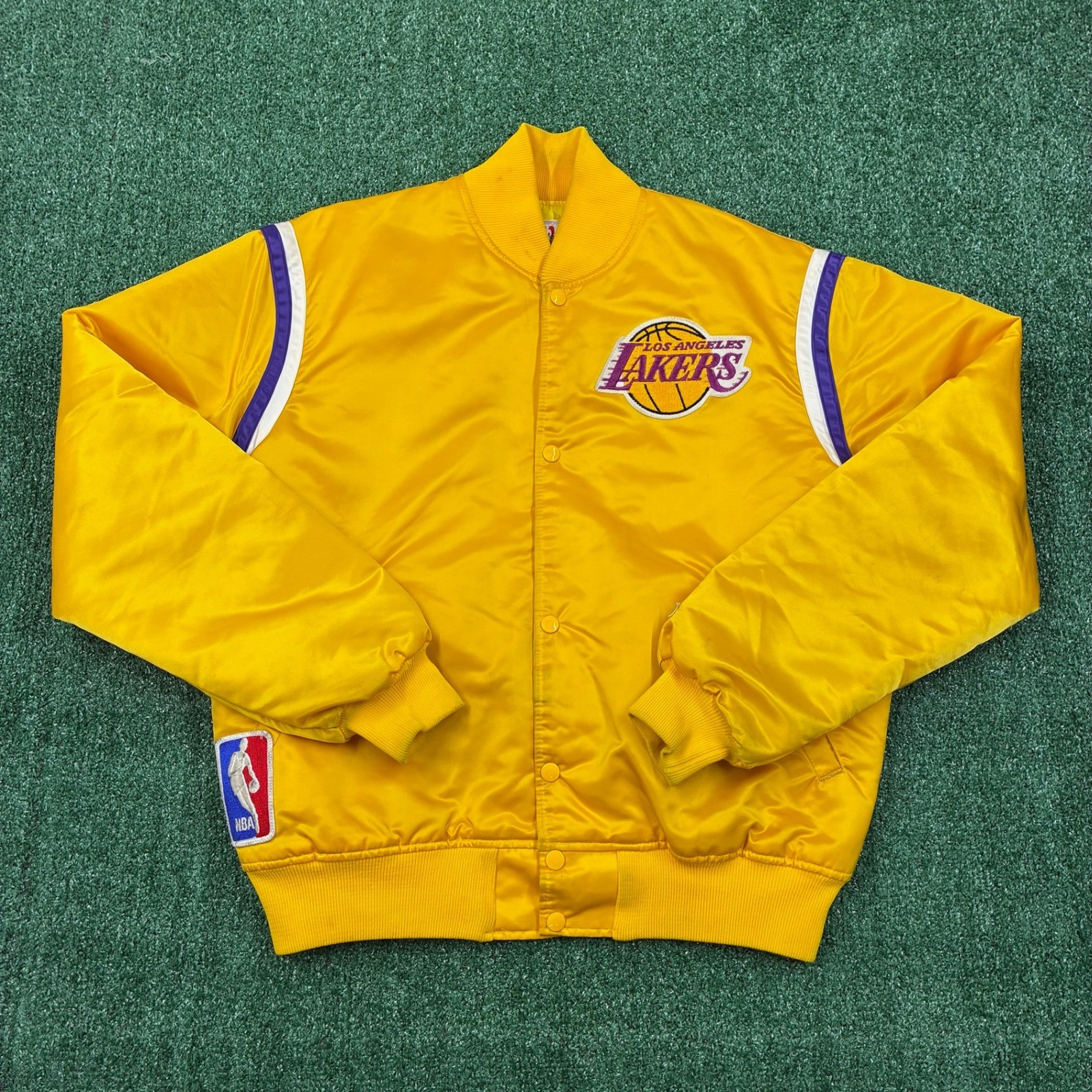 Vintage 90’s Starter NBA Los Angeles Lakers Yellow Satin Bomber Jacket