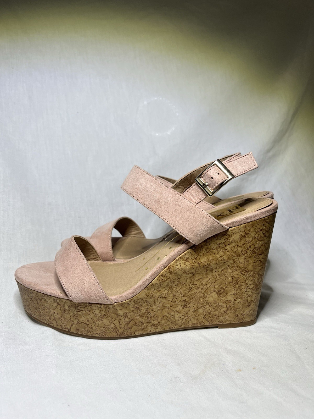 F&L Pink Wedge Sandals Ankle Strap Buckle Solid Manmade Womens US 10