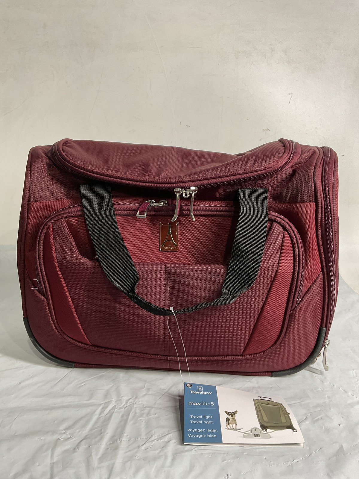 Travelpro Maxlite 5 Softside Lightweight Underseat Tote, Burgundy 18 Inch U14