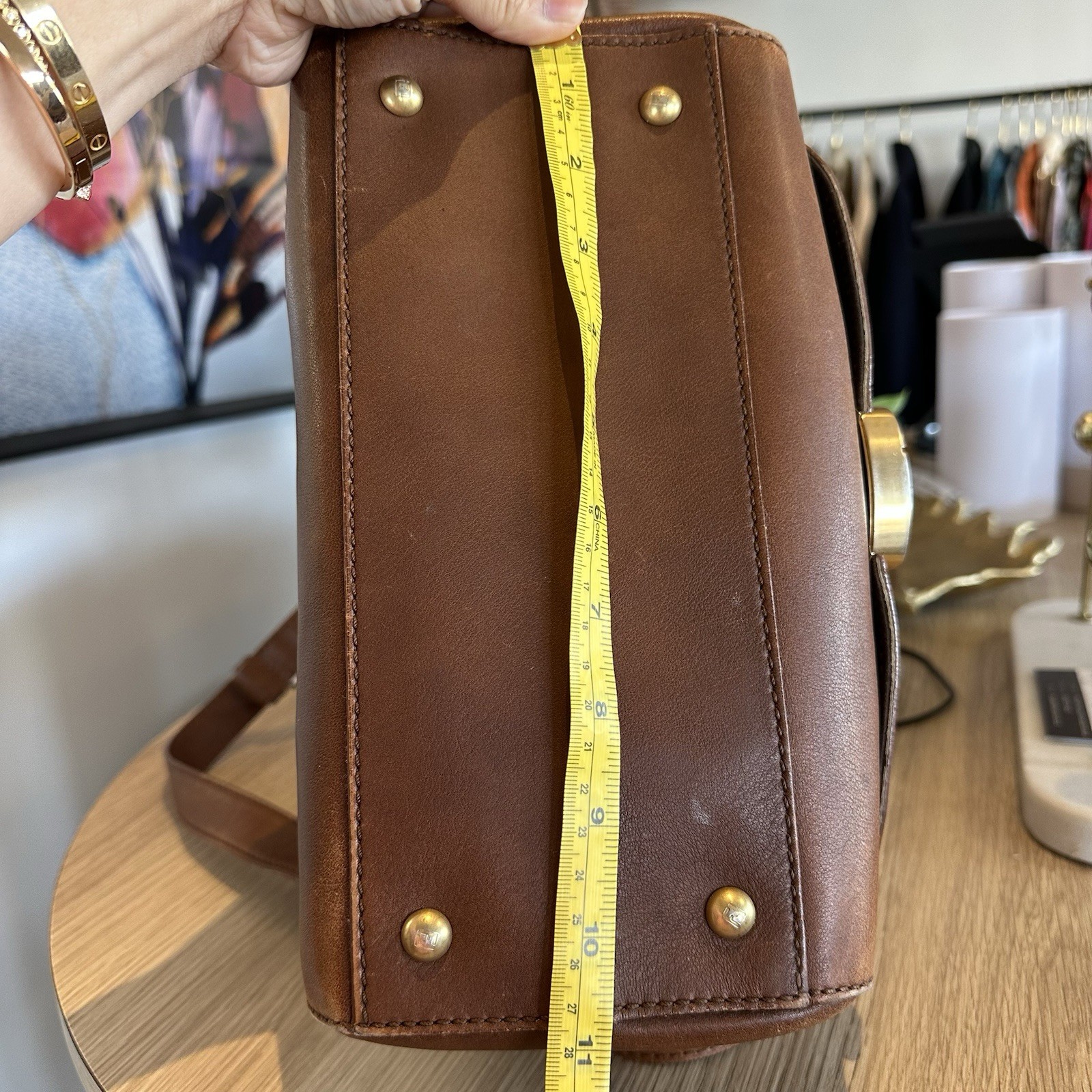 Fendi FF Vintage Brown Tan Leather Medium Anna Shoulder Bag