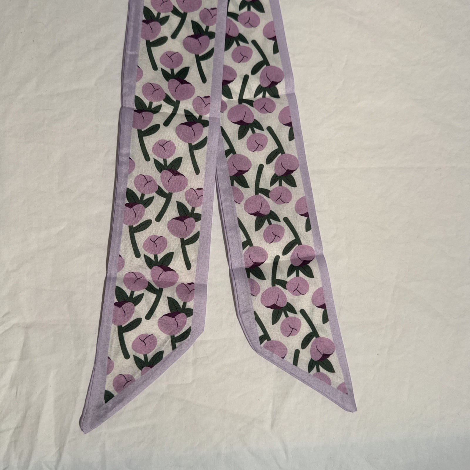 Lavender Flowers Ladies Purse Hair Scarf New with White Green