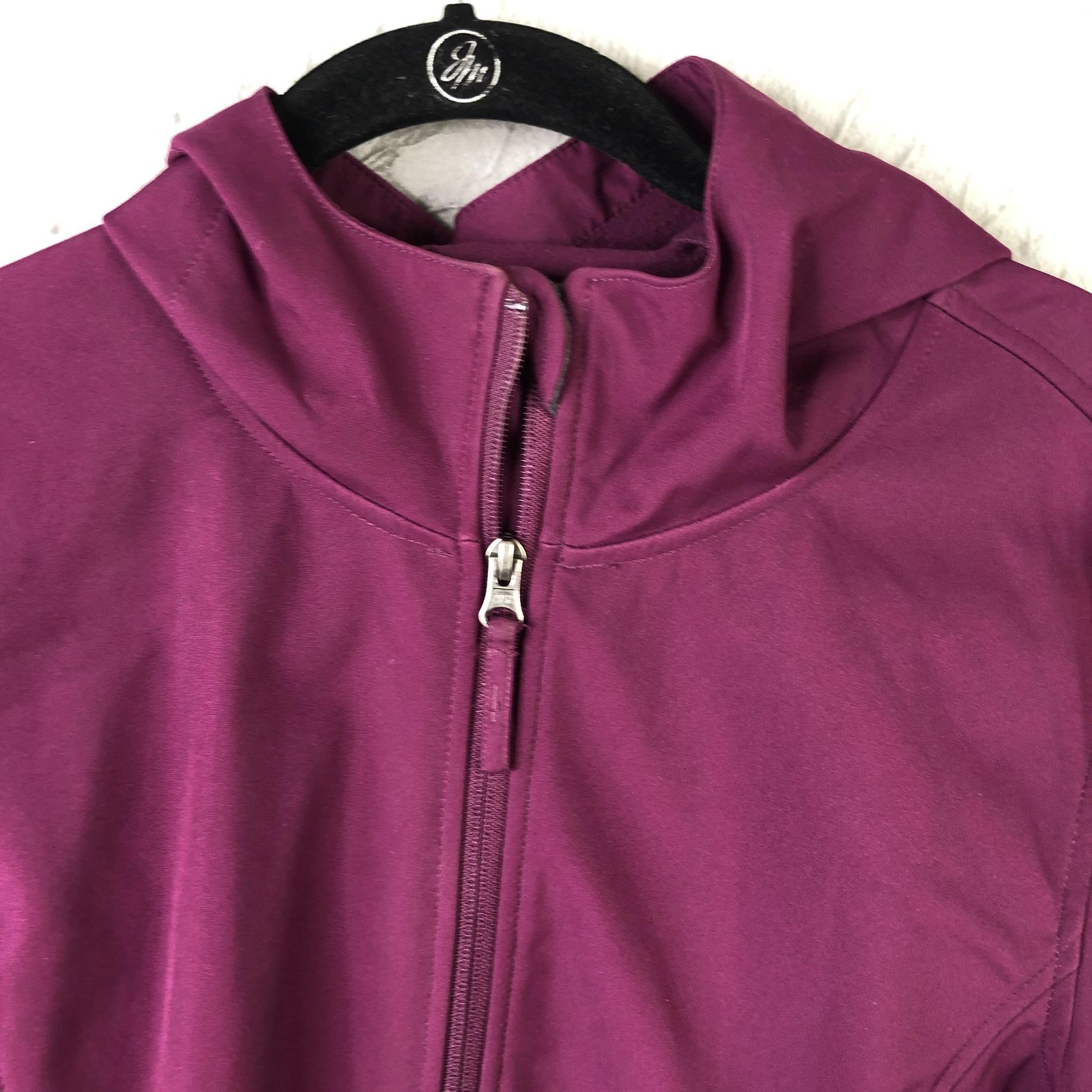 FreeTech Coat Womens L Purple Softshell Hooded Rain Zip Pockets Berry Parfait