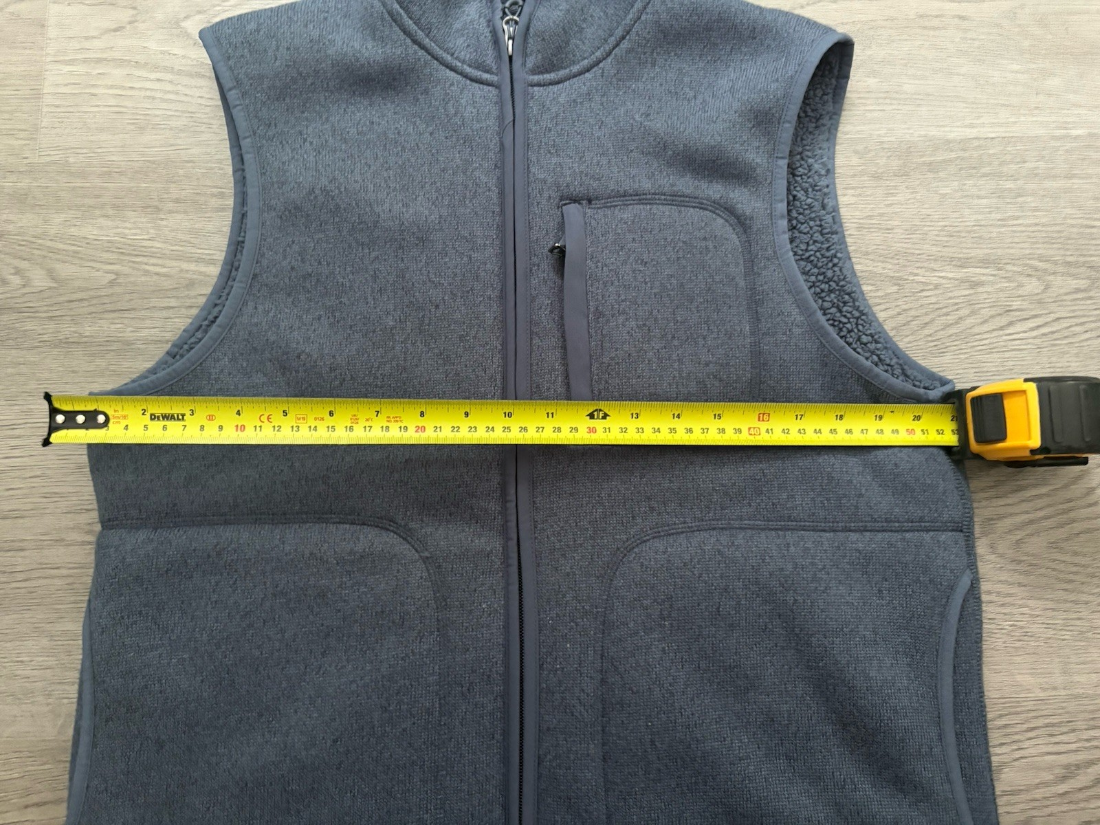 M&S Men’s Blue Sherpa Lined Funnel Neck Fleece Full Zip Gilet Size Medium – VGC