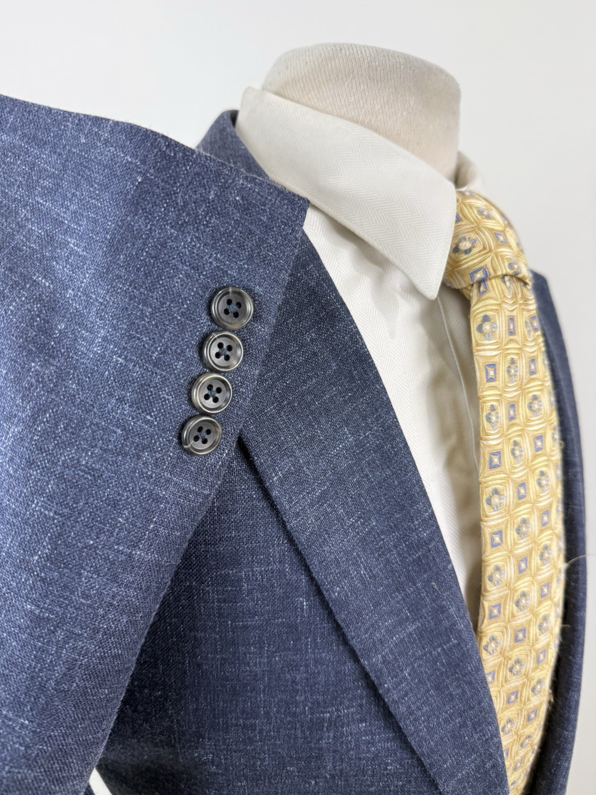 JOS A BANK Signature Men’s Blue Nailhead Wool Silk Linen Sport Coat Sz 46 XL
