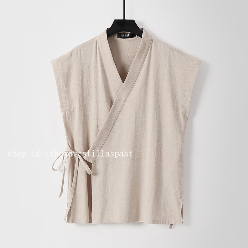 Traditional Chinese Clothing Hanfu Vest Cotton Sleeveless Kimono Tank Tops M-9XL