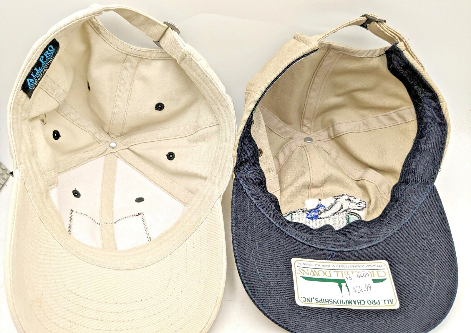 2 x Kentucky Derby Beige Baseball Hat Cap 2000 & 2009 Adjustable Strap