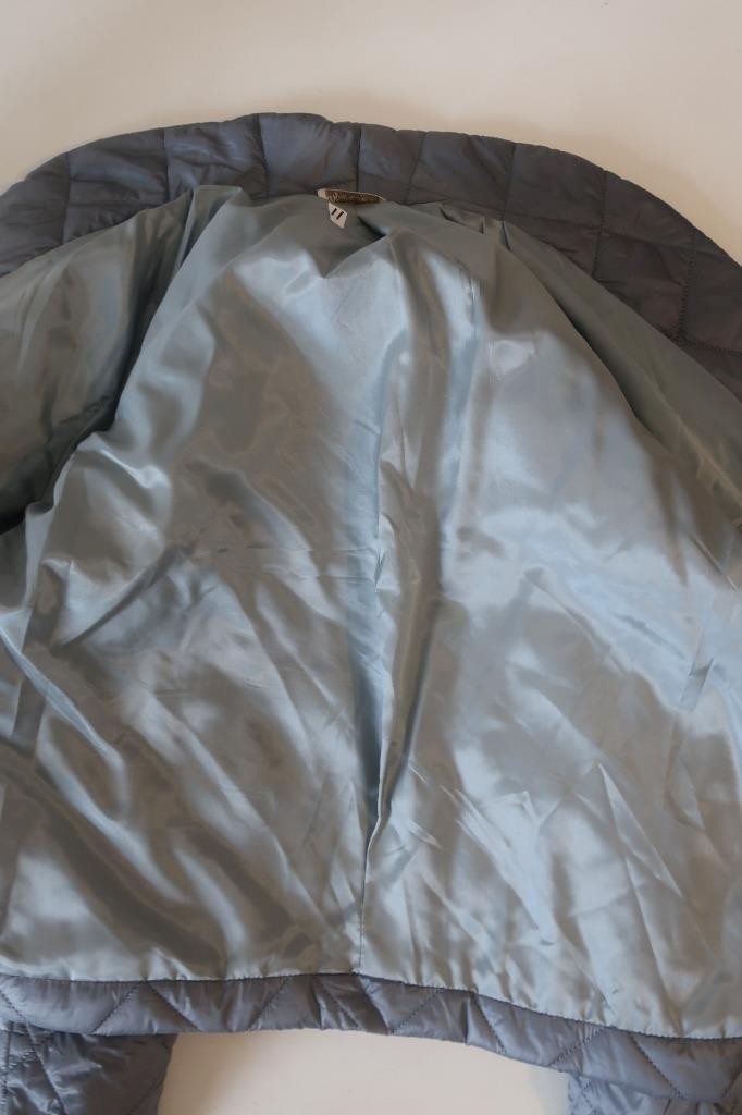 Womens DY Choice Blue-Gray Open No Closure Quilted Puffer Jacket L