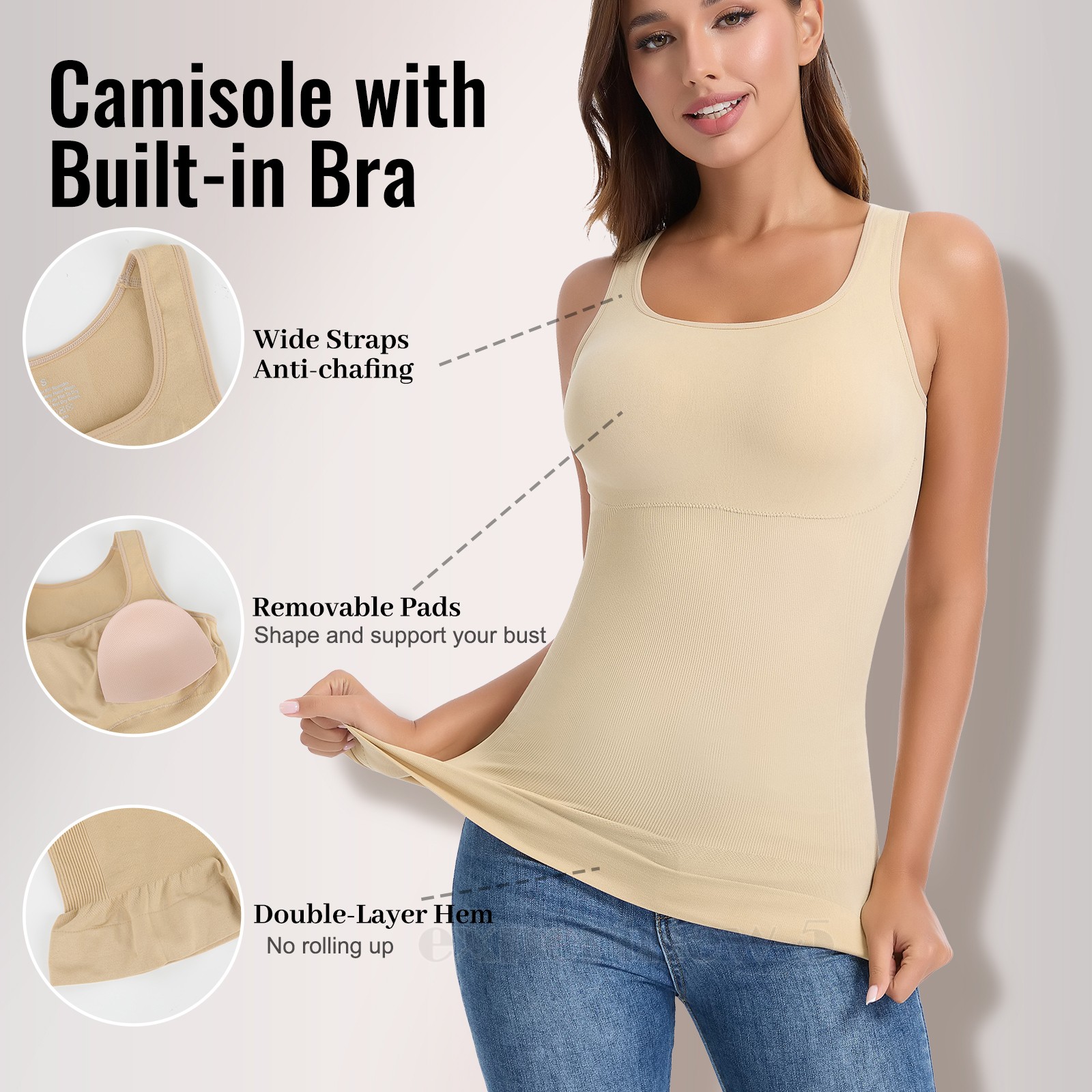 Women Slimming Body Shaper Belly Compression Vest Girdle Built-in Bra Tank Top
