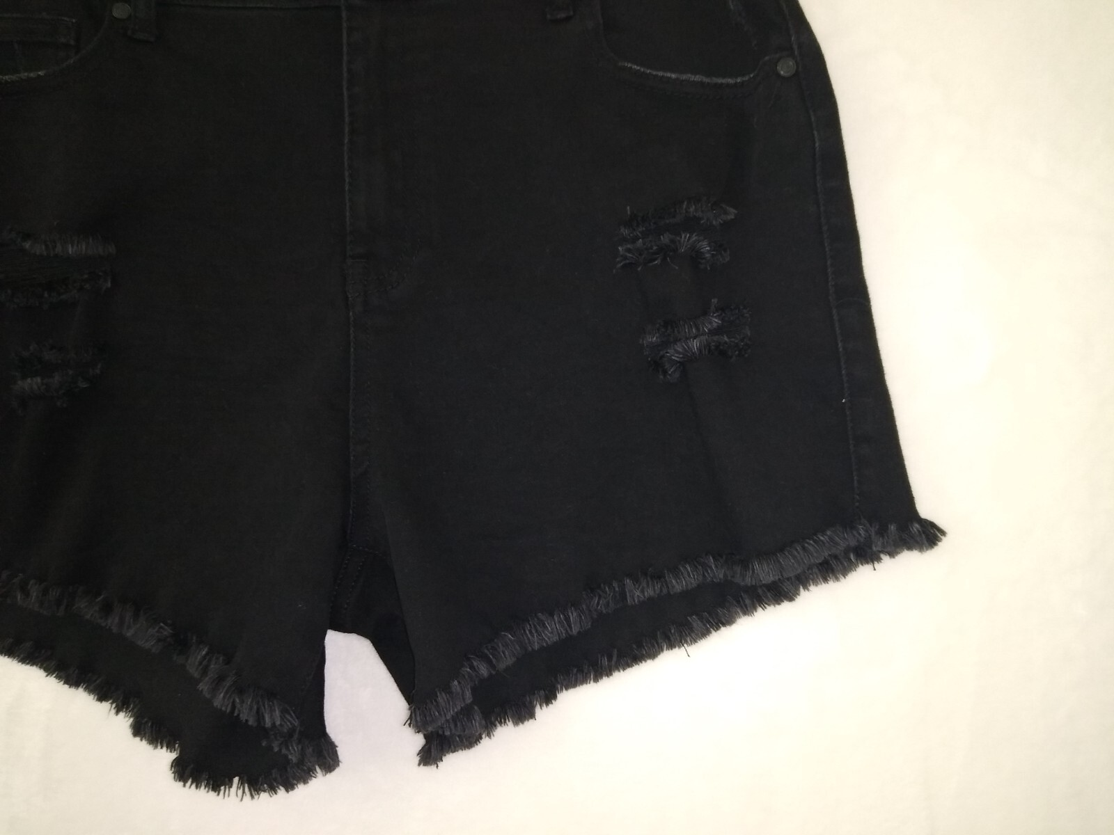 Distressed Womens Black Denim Short High Rise 17 33 Blue Savvy Pockets Stretchy