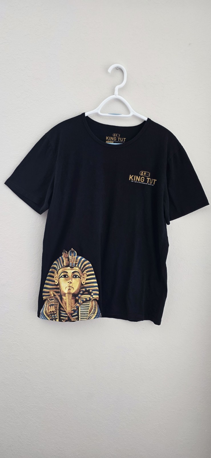 King Tut Tutankhamun Pharaoh Graphic T Shirt Black Cotton Egypt Size L