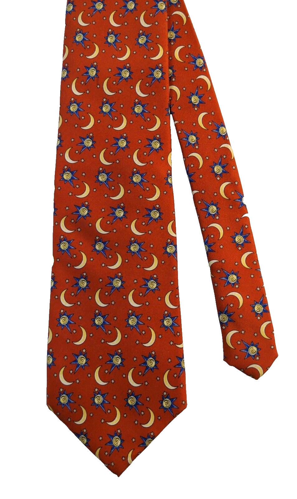 Sun & Moon Tie Lands’ End Silk Handmade Novelty Necktie USA Long 64 x 4 inches