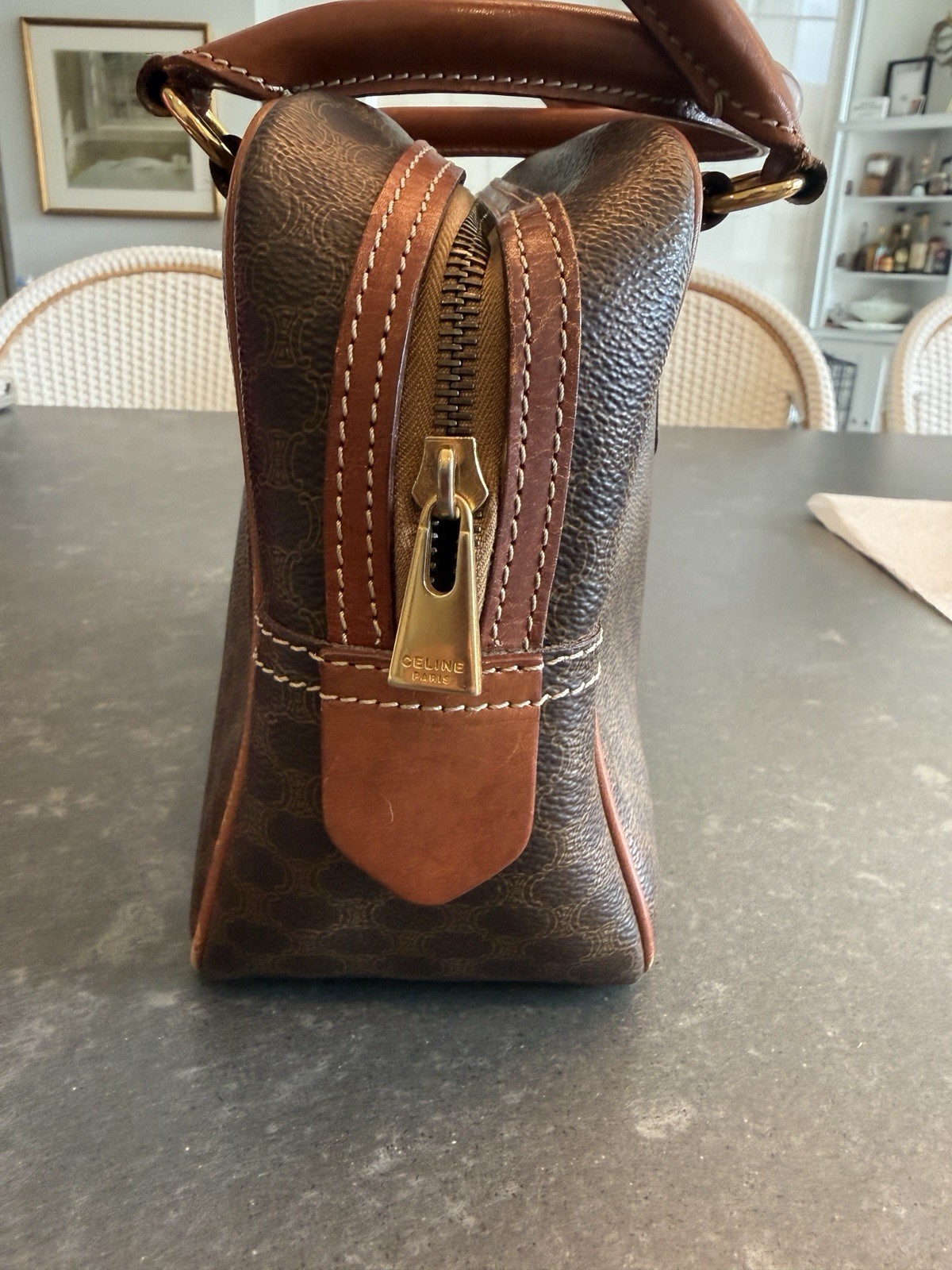 Authentic Vintage Celine Macadam Shoulder Tote Bag Made In Italy