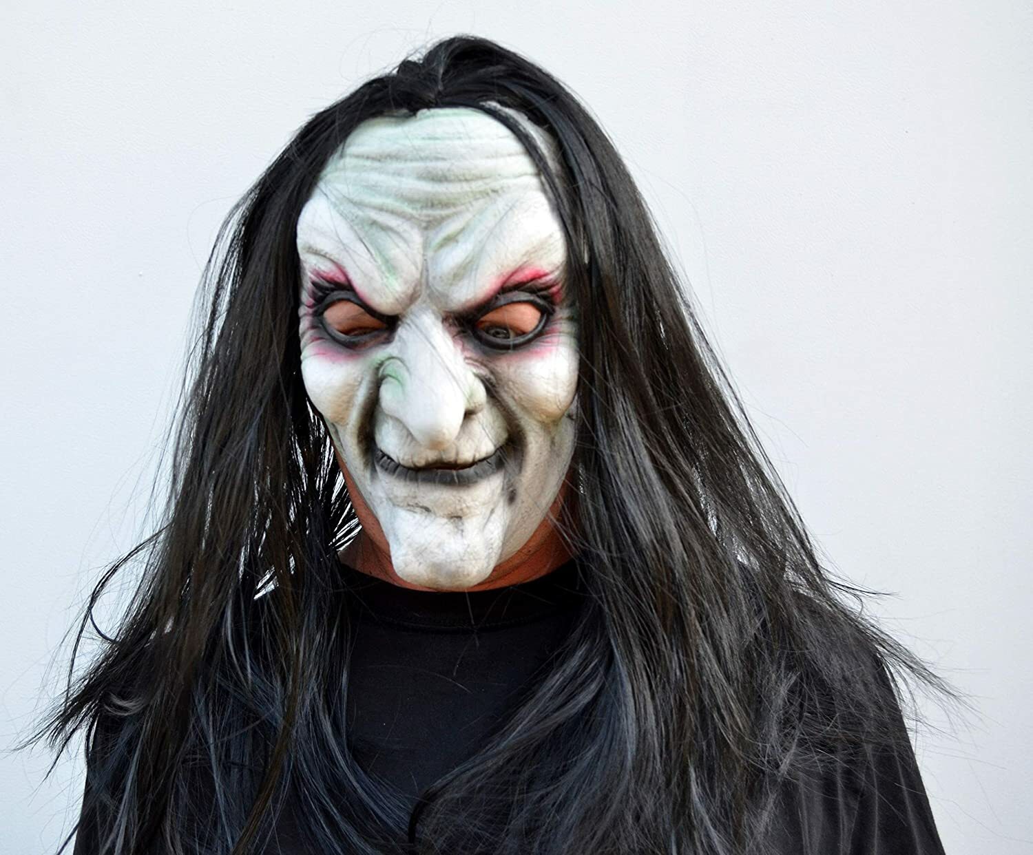 Halloween Witch Mask Scary Comic-con Cosplay Latex Old Costume Mask with Hair