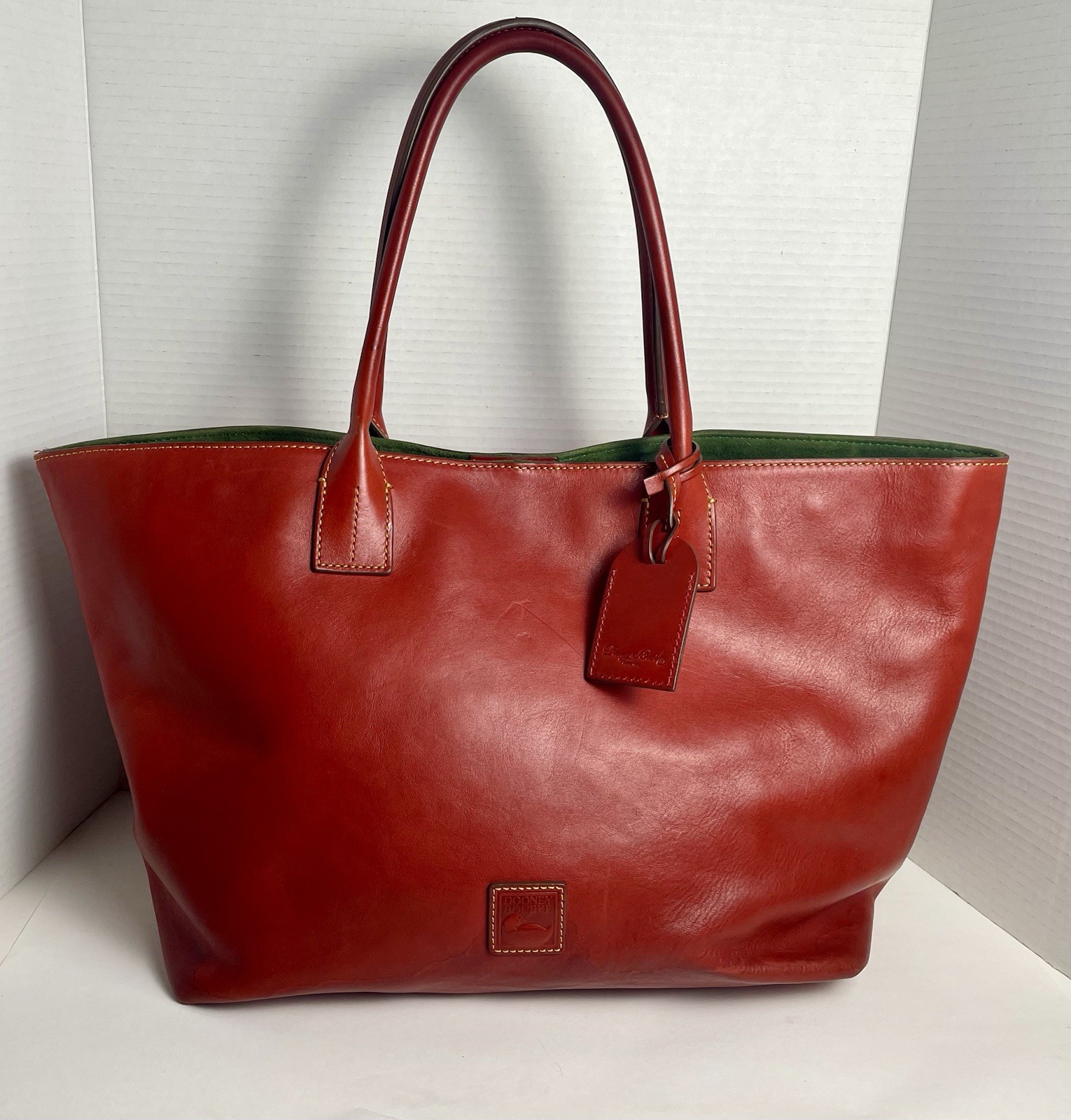 Dooney Bourke Russel Tote Red Florentine Leather Shoulder Bag Purse SEE DETAILS