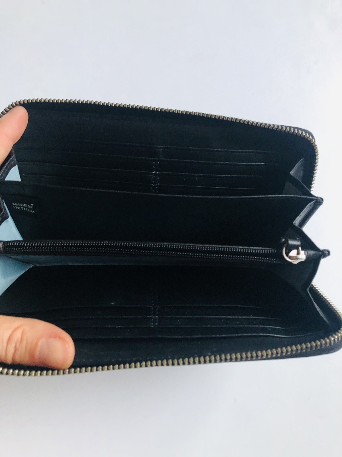 Coach Brown Signature Jacquard Buckle Belt Embellish Accordion Zip Wallet