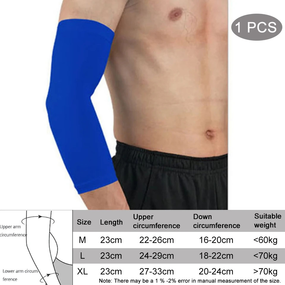 1Pcs Breathable Quick Dry UV Protection Running Arm Sleeves Basketball Elbow Pad