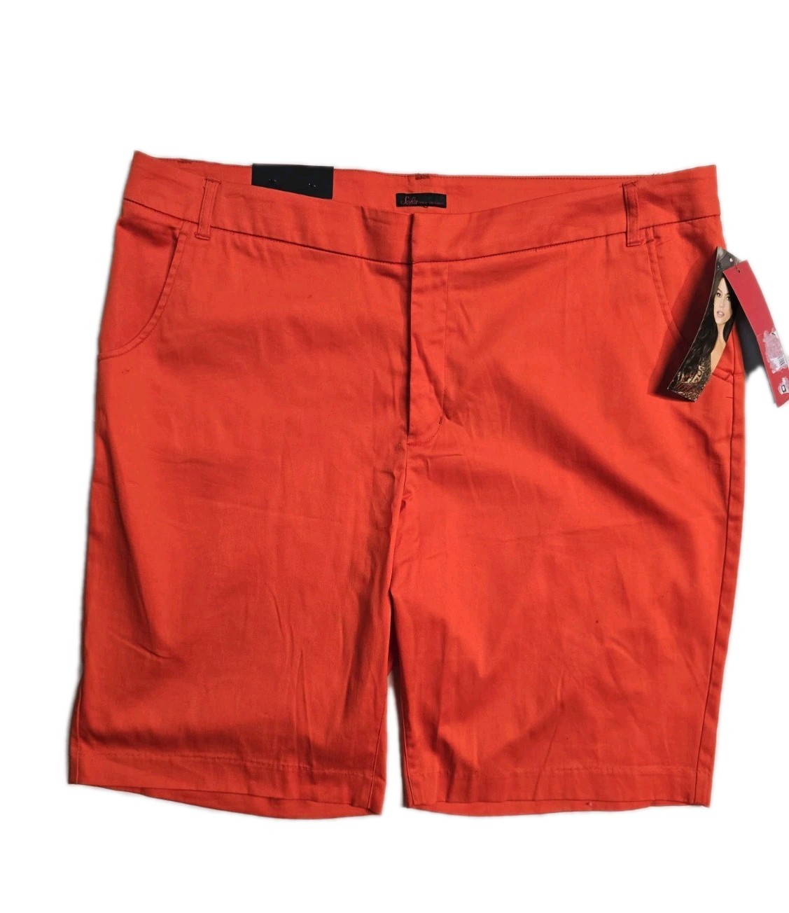 sophia vergara Women’s Bermuda Skinny Shorts Orange 18 NWT
