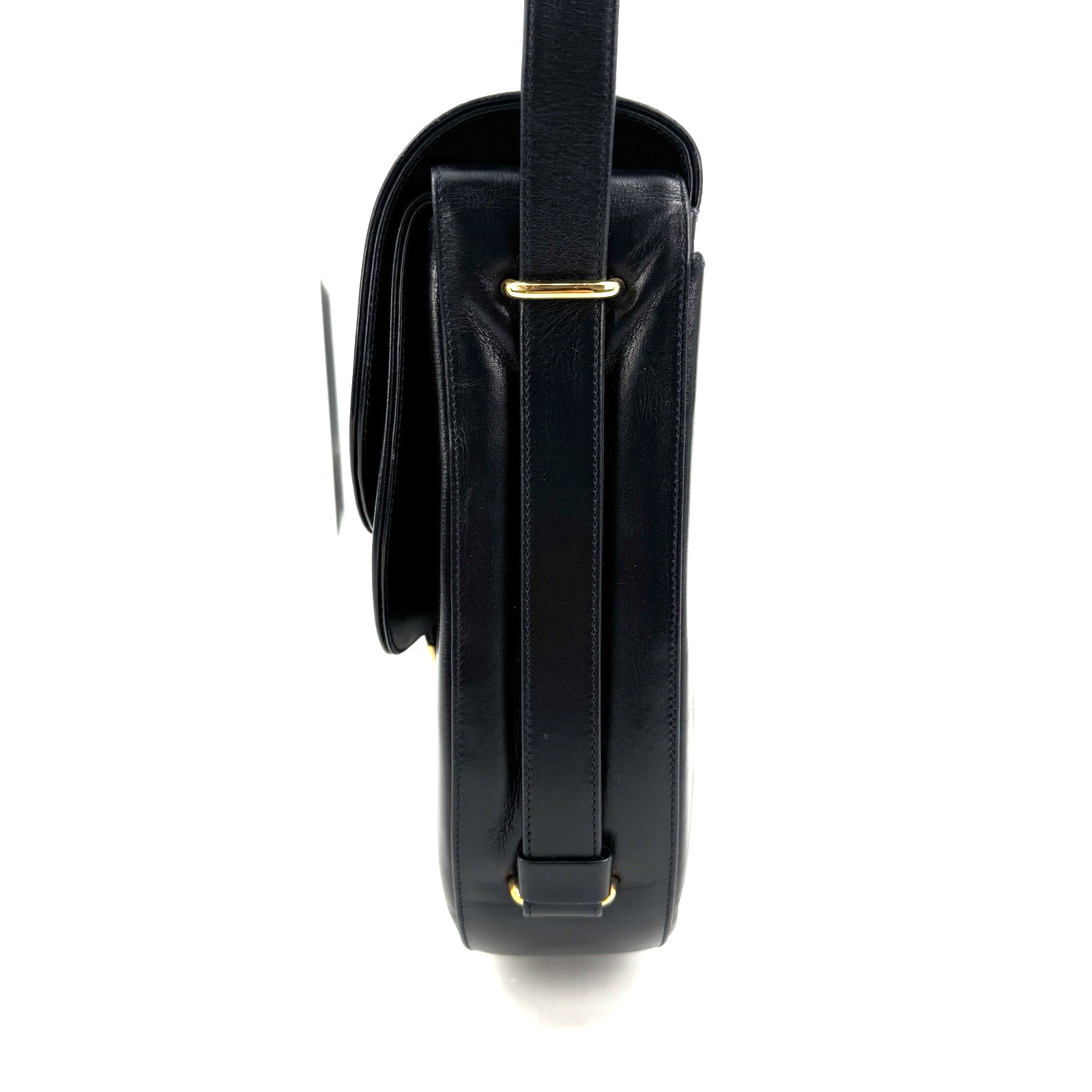 Cartier Sapphire Shoulder Bag Leather Black Gold Authentic