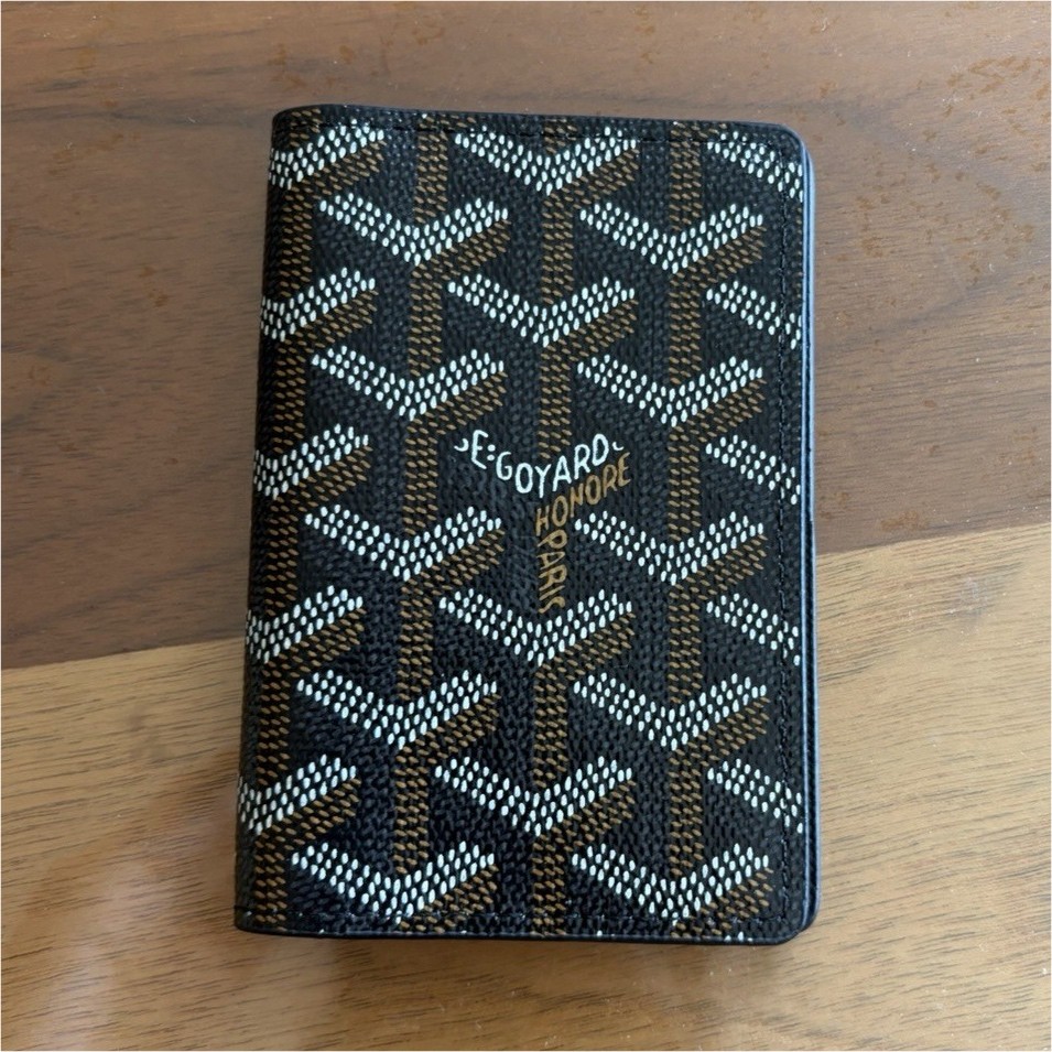 Goyard Leather Passport Holder Monogram Black/Brown/White Unisex 1:1 REPLICIA