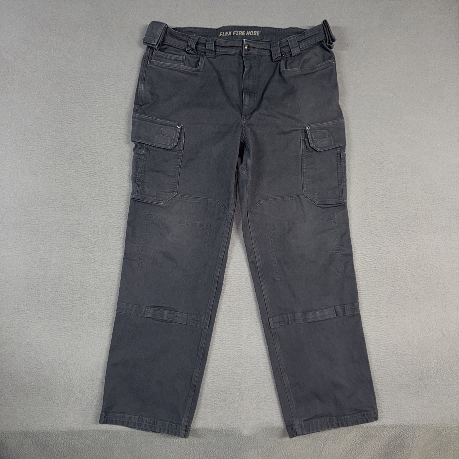 Duluth Flex Fire Hose Pants Mens 42×32 (Fits 38×32) Gray Ultimate Relaxed Cargo