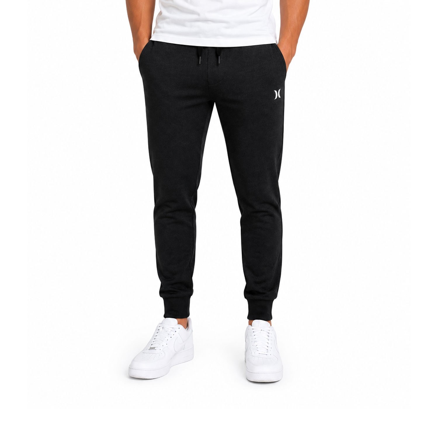 Hurley Men’s Black Fleece Jogger Pant Adjustable Drawstring (S03)