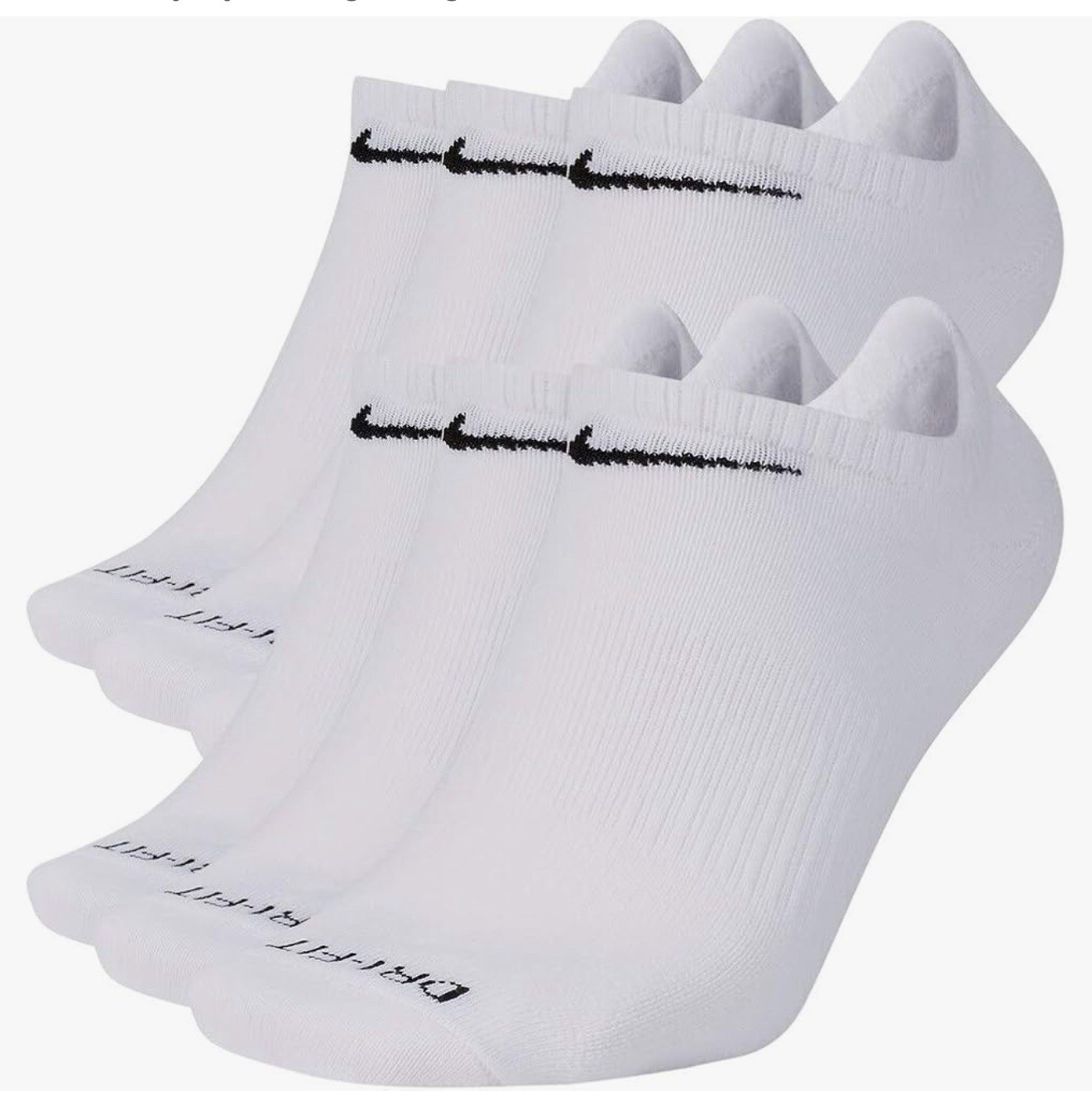 Nike Everyday Plus Cushion NOSHOW White Socks – 6 Pair Pack WHİTE LARGE