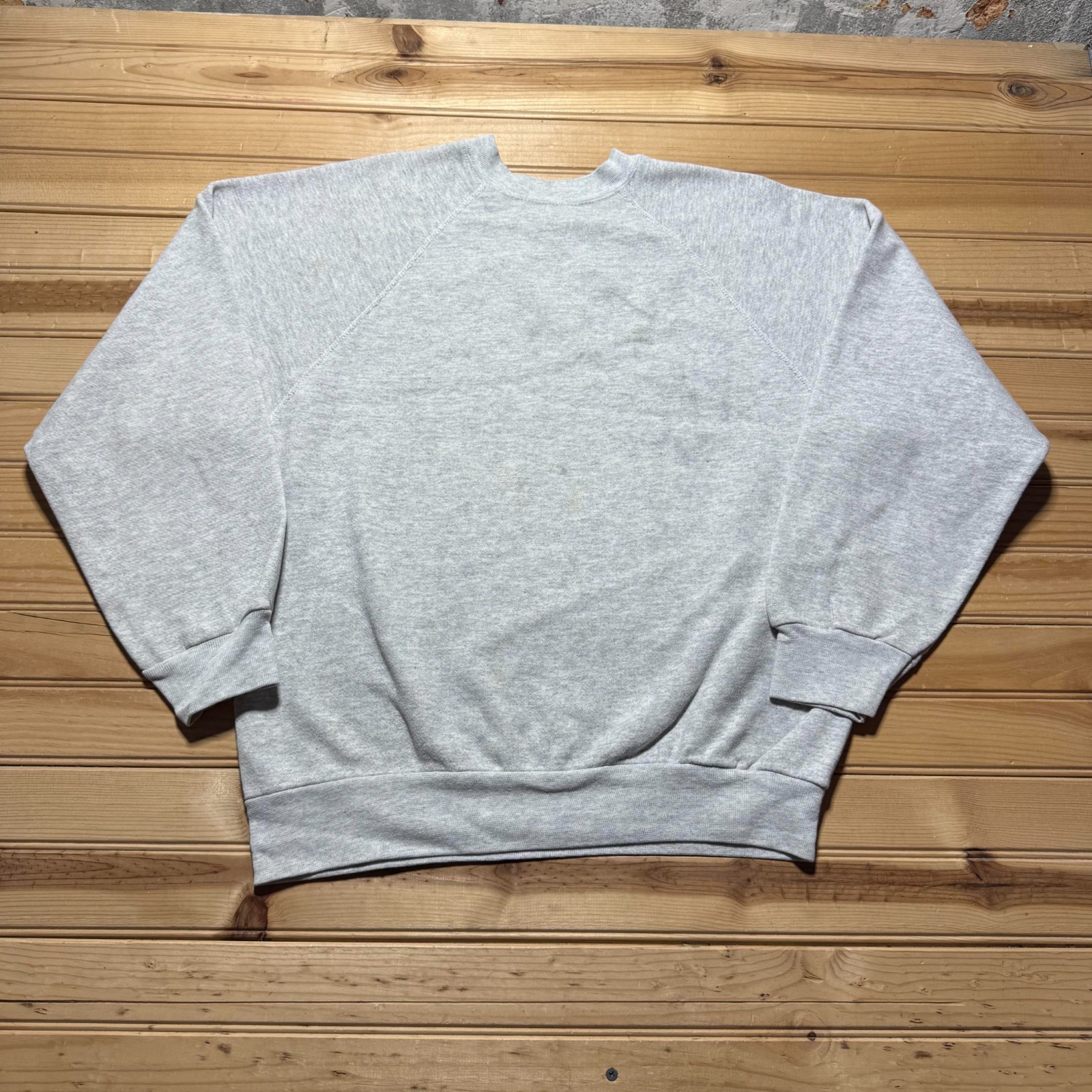 Vintage 90s Blank Raglan Heather Fleece Crewneck Pullover Sweatshirt USA – Large
