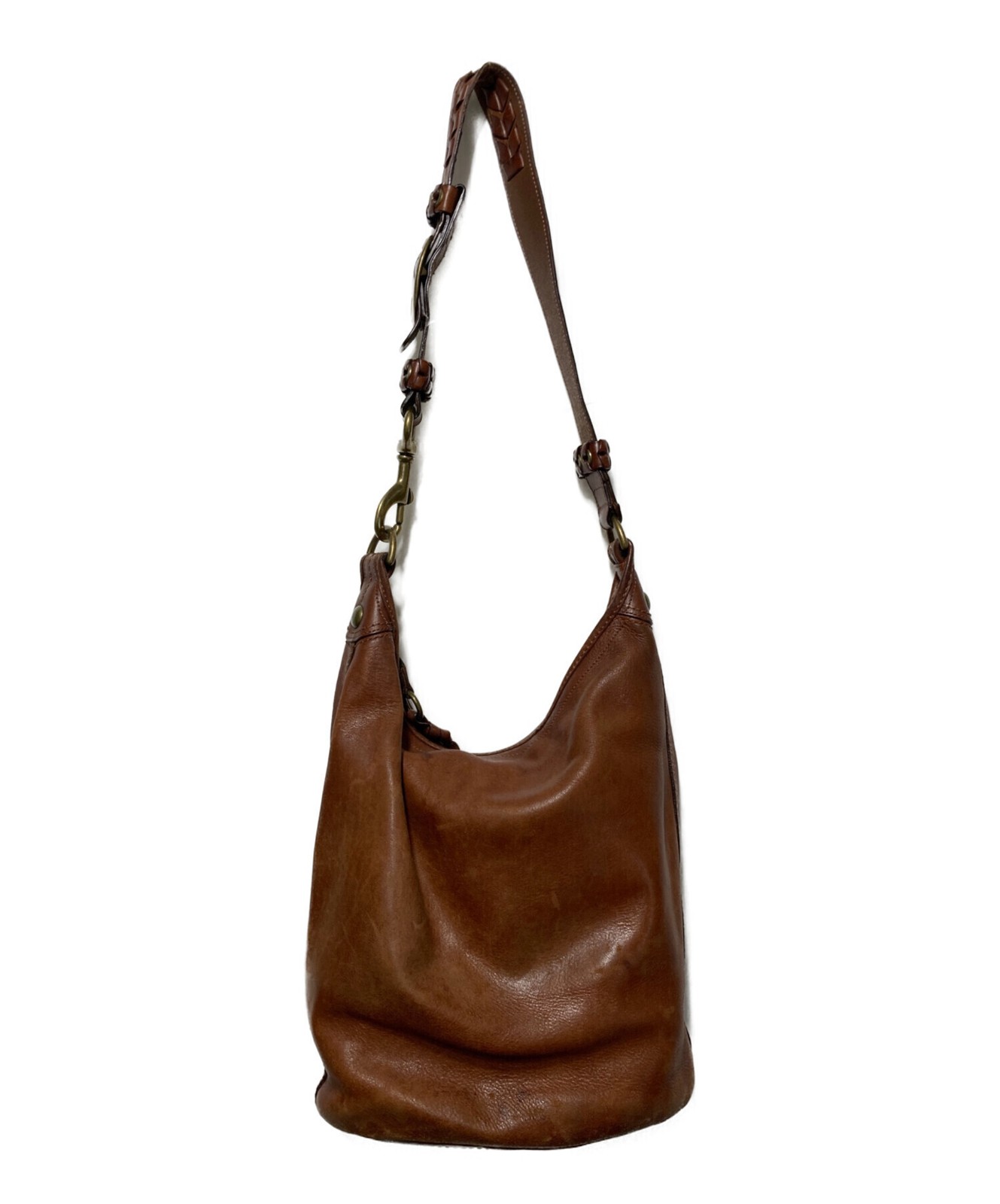 COACH Signature Brown Leather Shoulder Bag Gold Hardware 11423 Authenticated