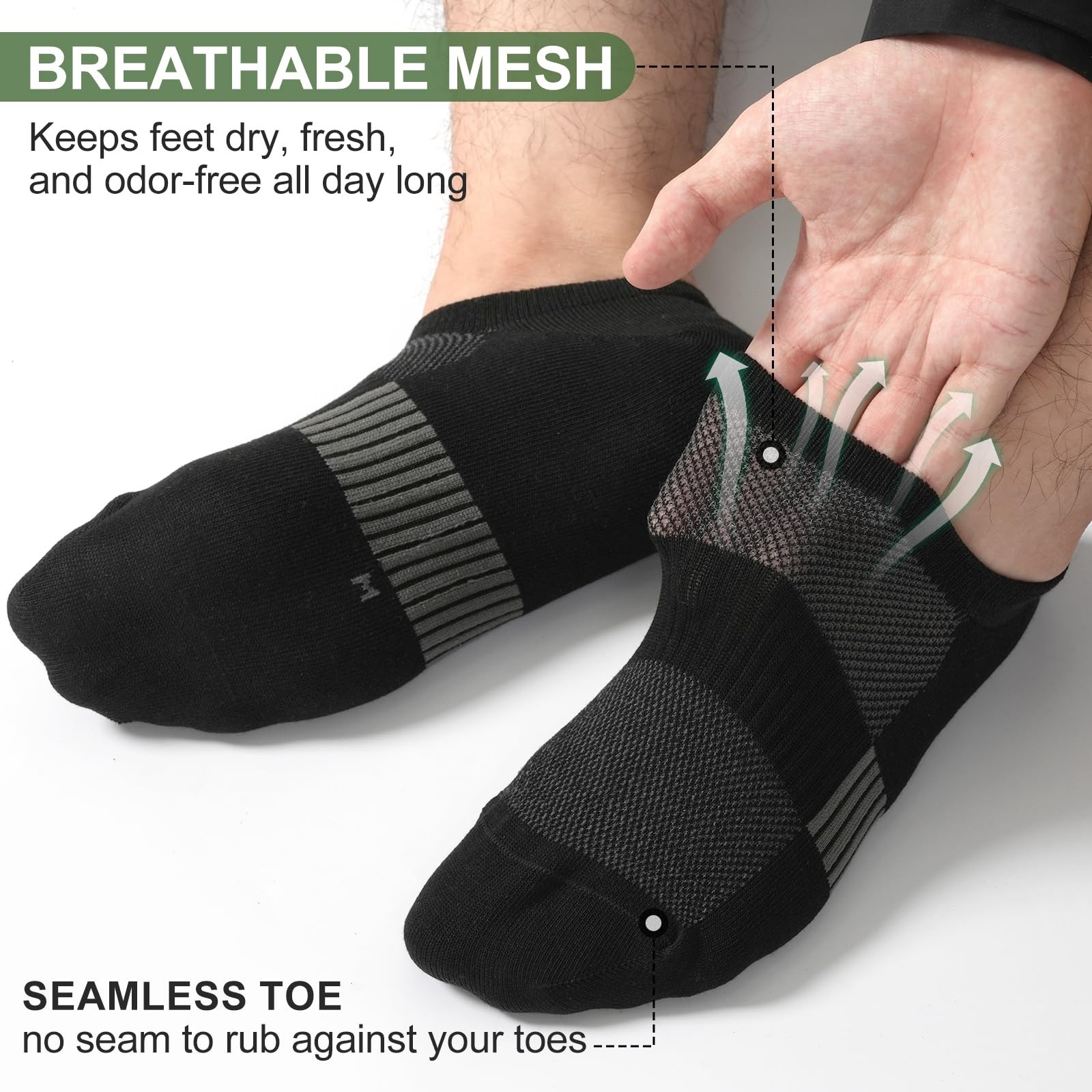 No Show Socks Men, Rayon from Bamboo Low Cut Thin Ankle Short Footies Non Slip