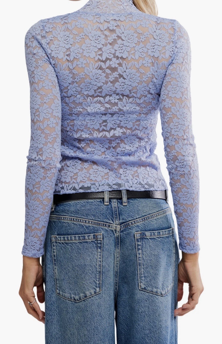 new nwt Free People Intimately All Day lace top shirt large dawn breeze $58