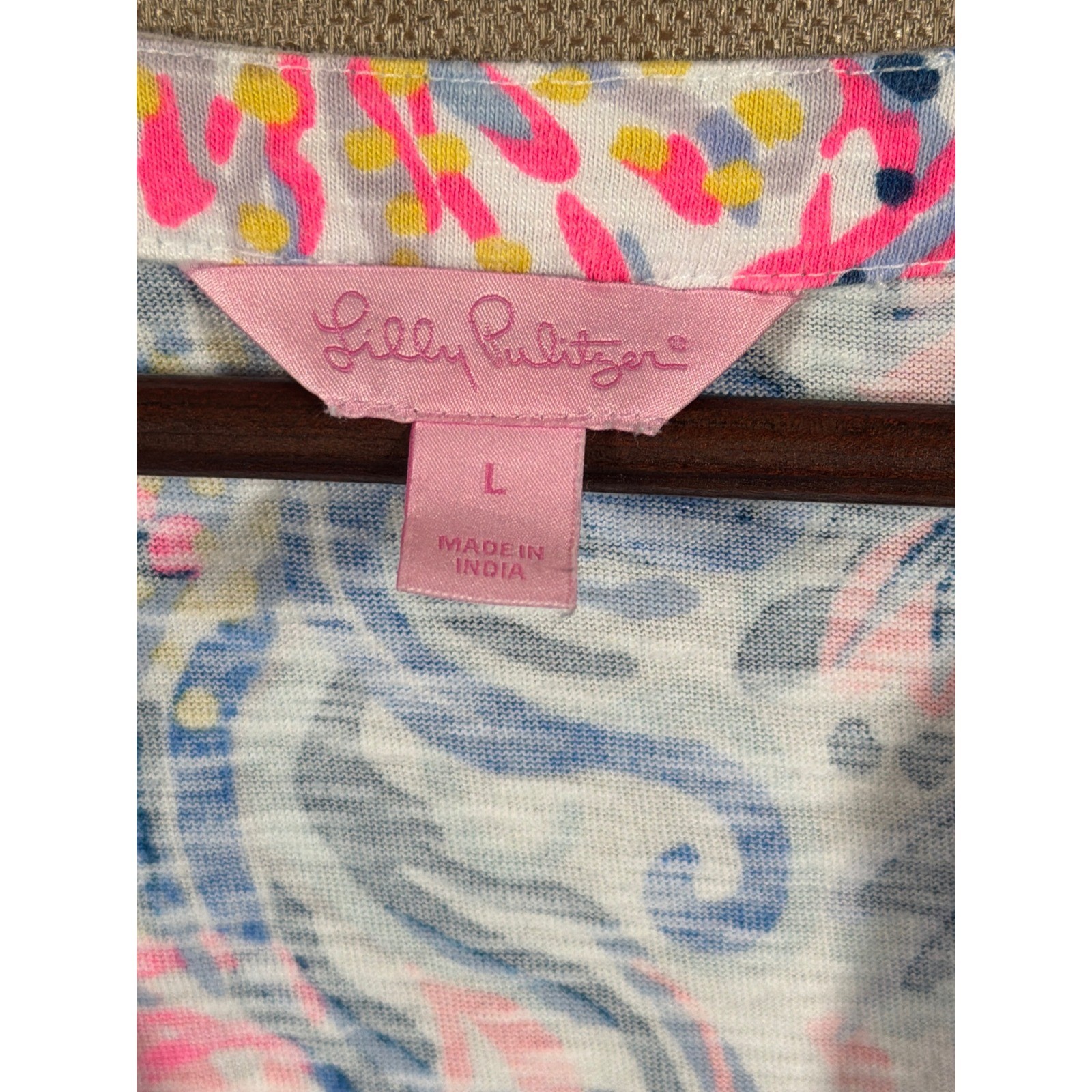 Lilly Pulitzer Essie Dress Beach Please Multi Sz L Ruffle Neck Sleeveless