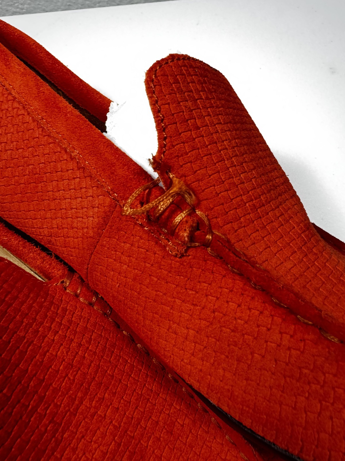 Alfani Kendric Mens 9M Bright Orange Suede Leather Cushion Slip on Driving Mocs
