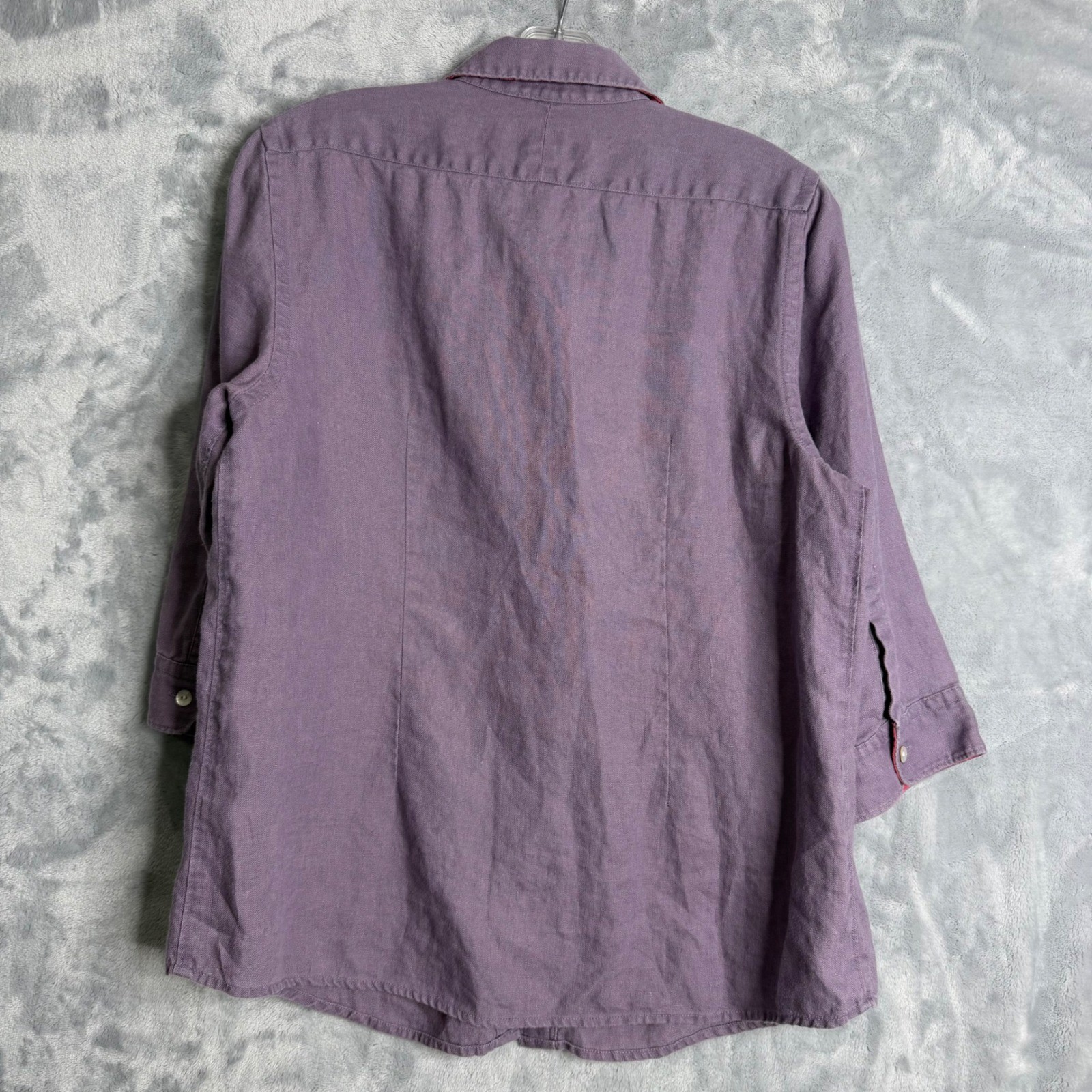 Orvis 100% Linen Button Front Shirt Womens M Purple Lavender Lagenlook Preppy